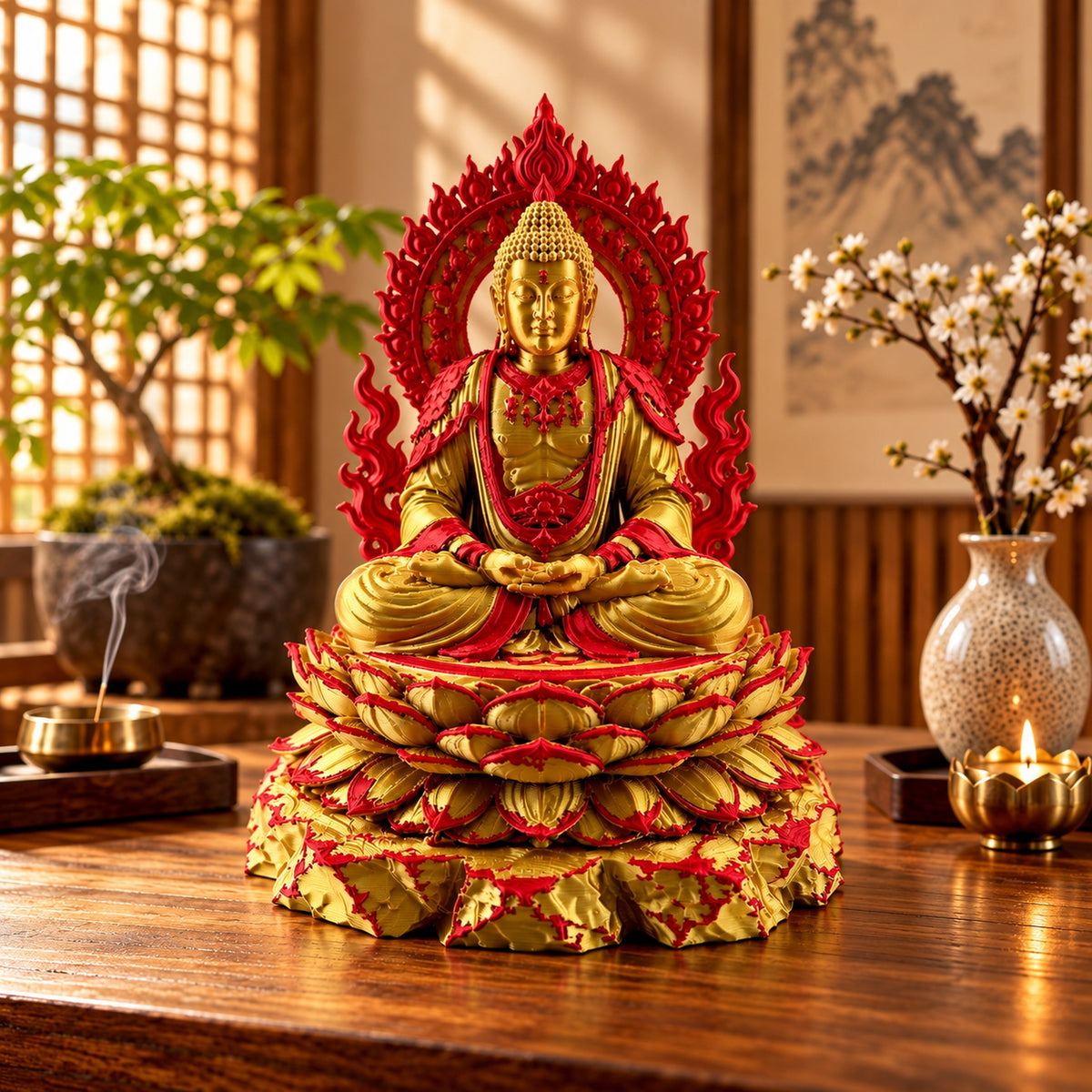 Radiant Lotus Buddha Sculpture