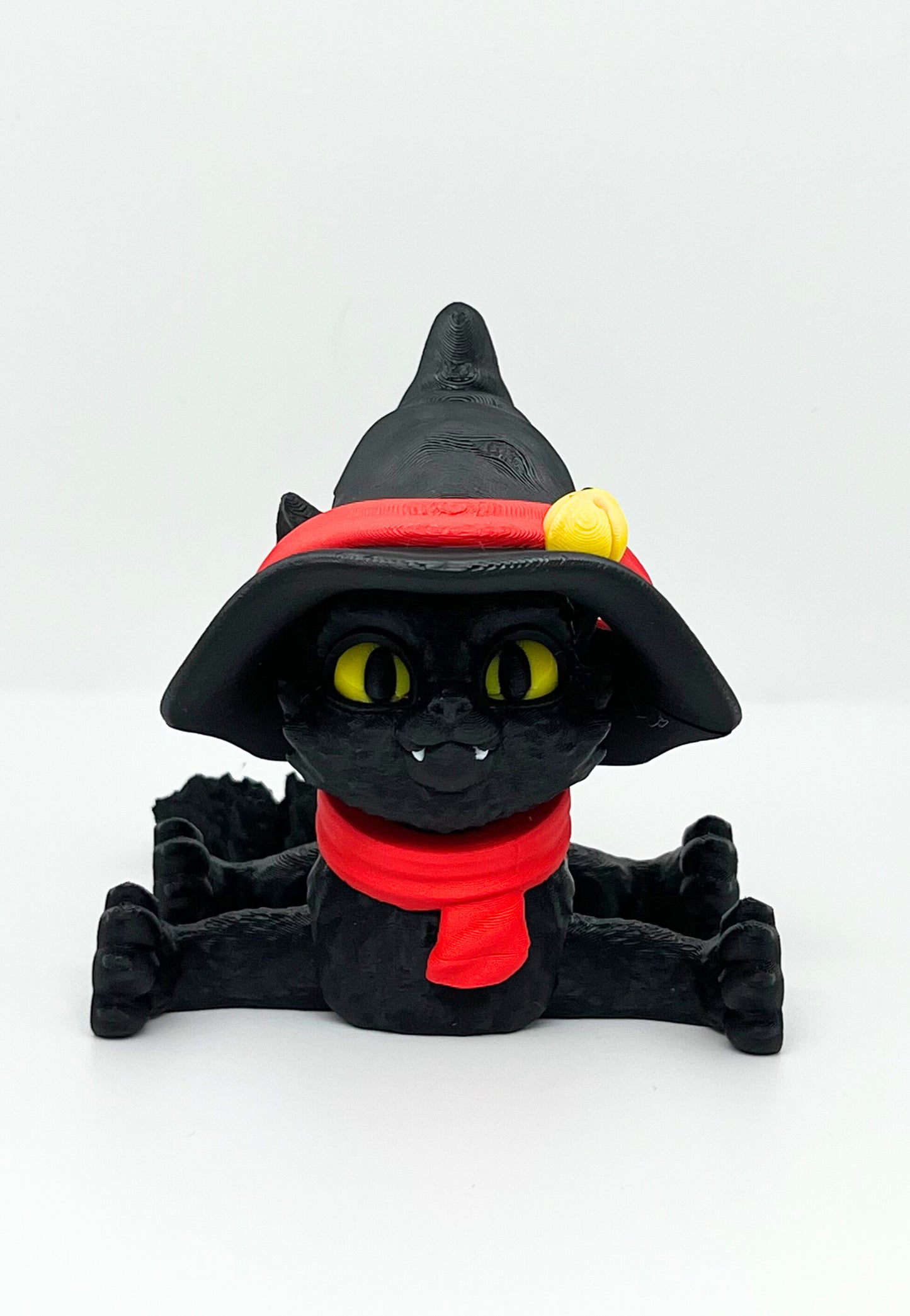 Black Cat Figurine with Witch Hat | Flexible Halloween Décor Collectible