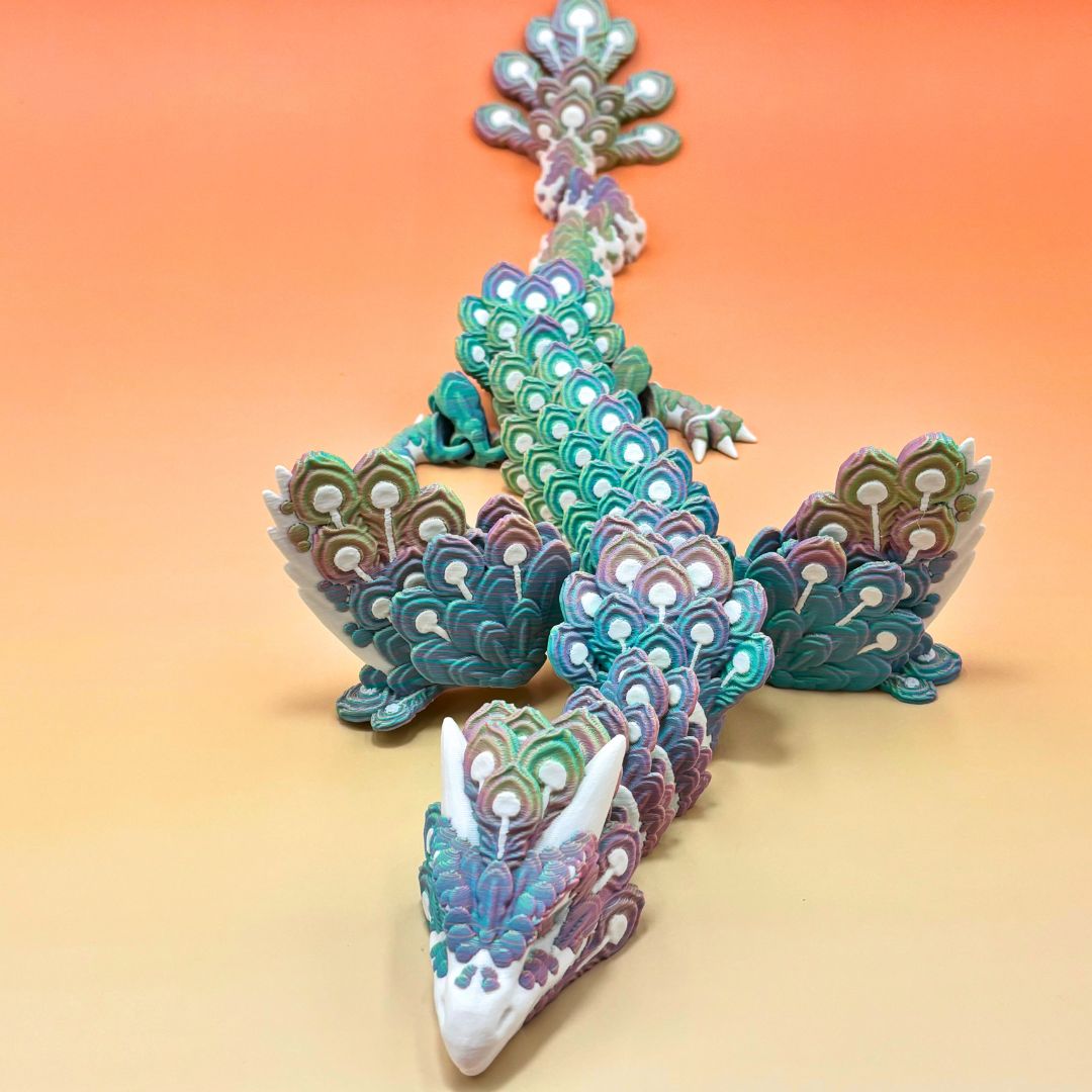 Peacock Winged Dragon – Articulated 3D Printed Fantasy Figurine