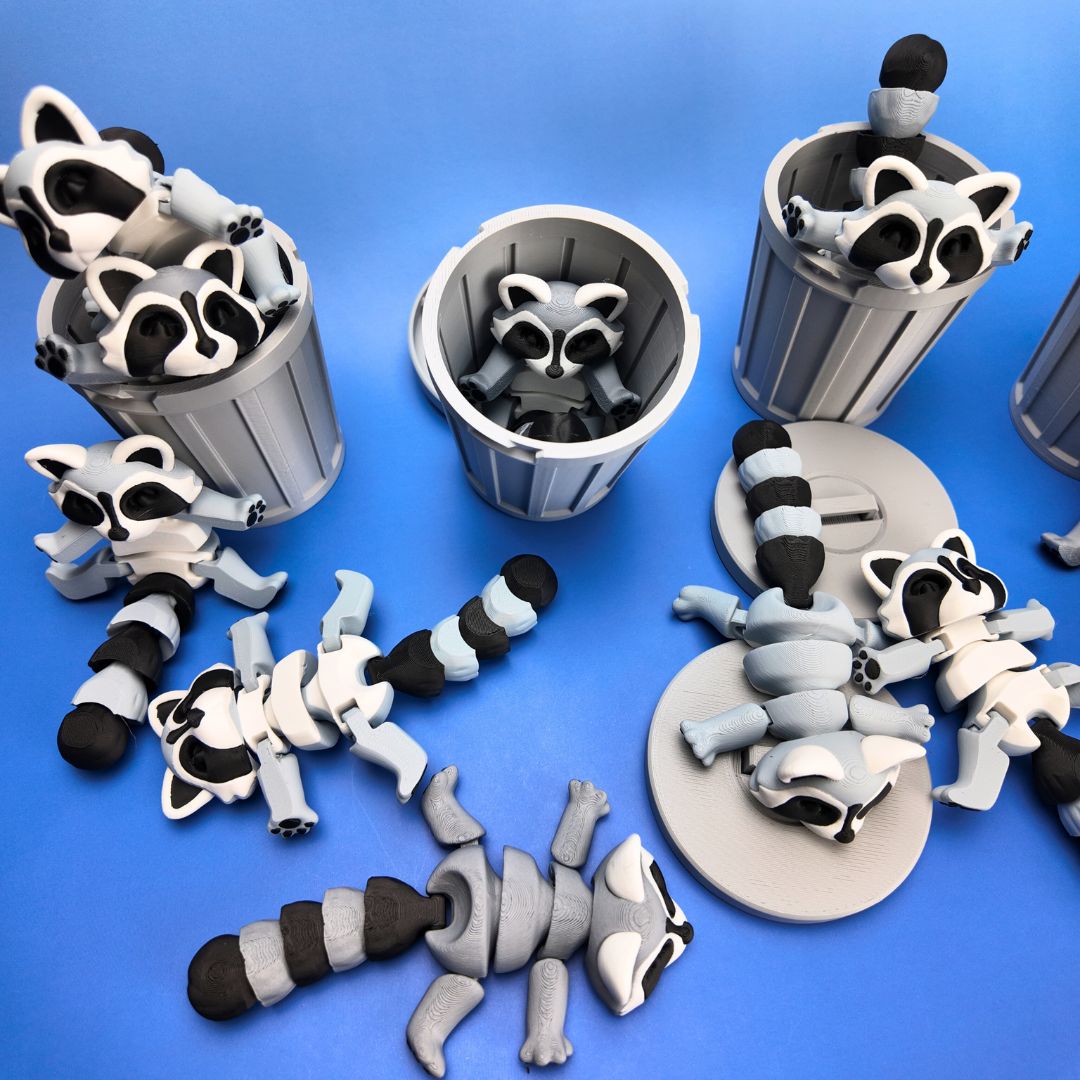 Cheeky Raccoon with Trash Bin | Fun 3D Printed Decor