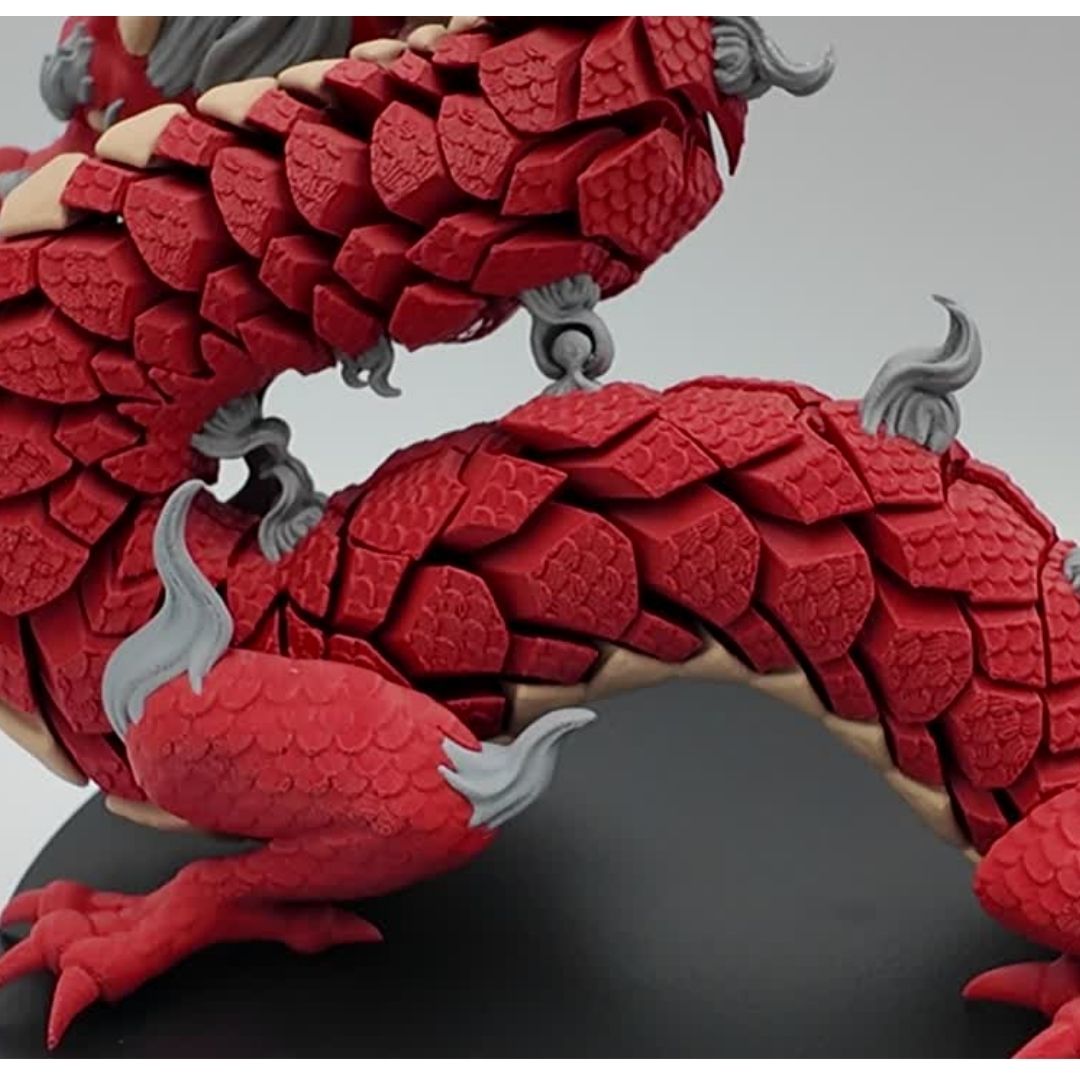 Dragon, Red, Gray and Yellow, Articulated Design, Traditional Festive Decoration