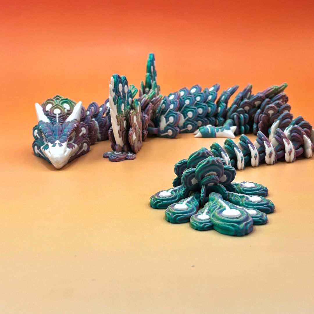 Peacock Winged Dragon – Articulated 3D Printed Fantasy Figurine
