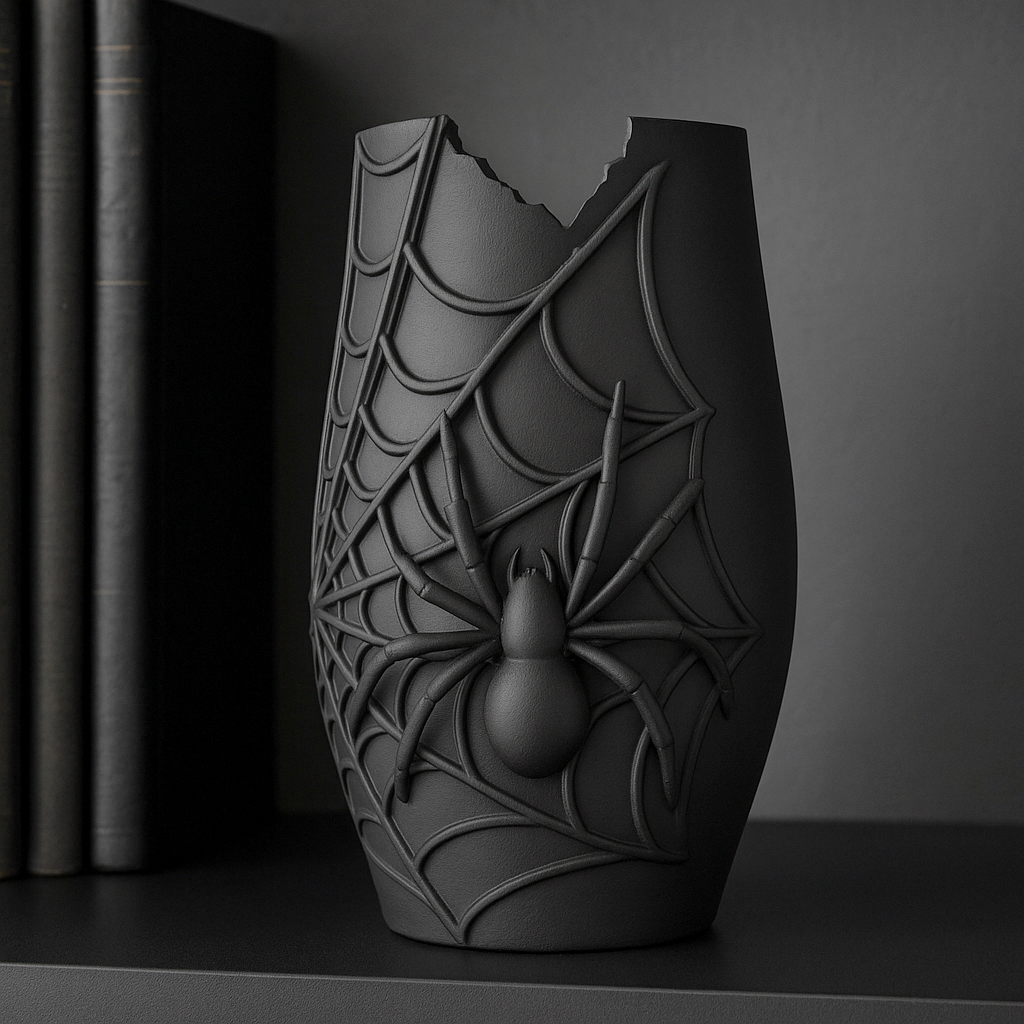 Spider Web Vase — Matte Black