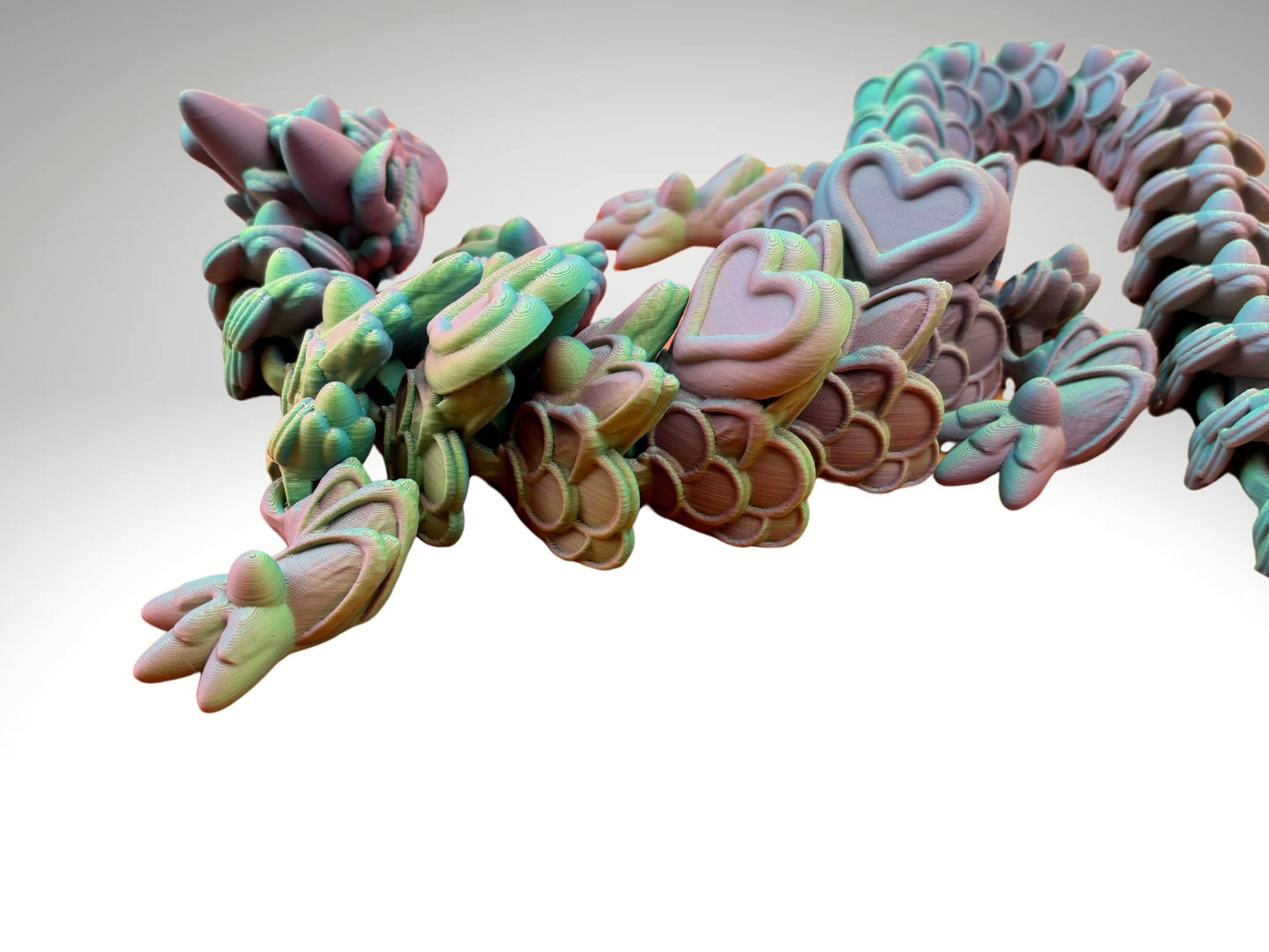 Cookie Heart Dragon 26.5” Articulating Joints - Flexible Wings - Collectible Figurine - ADHD, Autism, Stress and Anxiety Relief