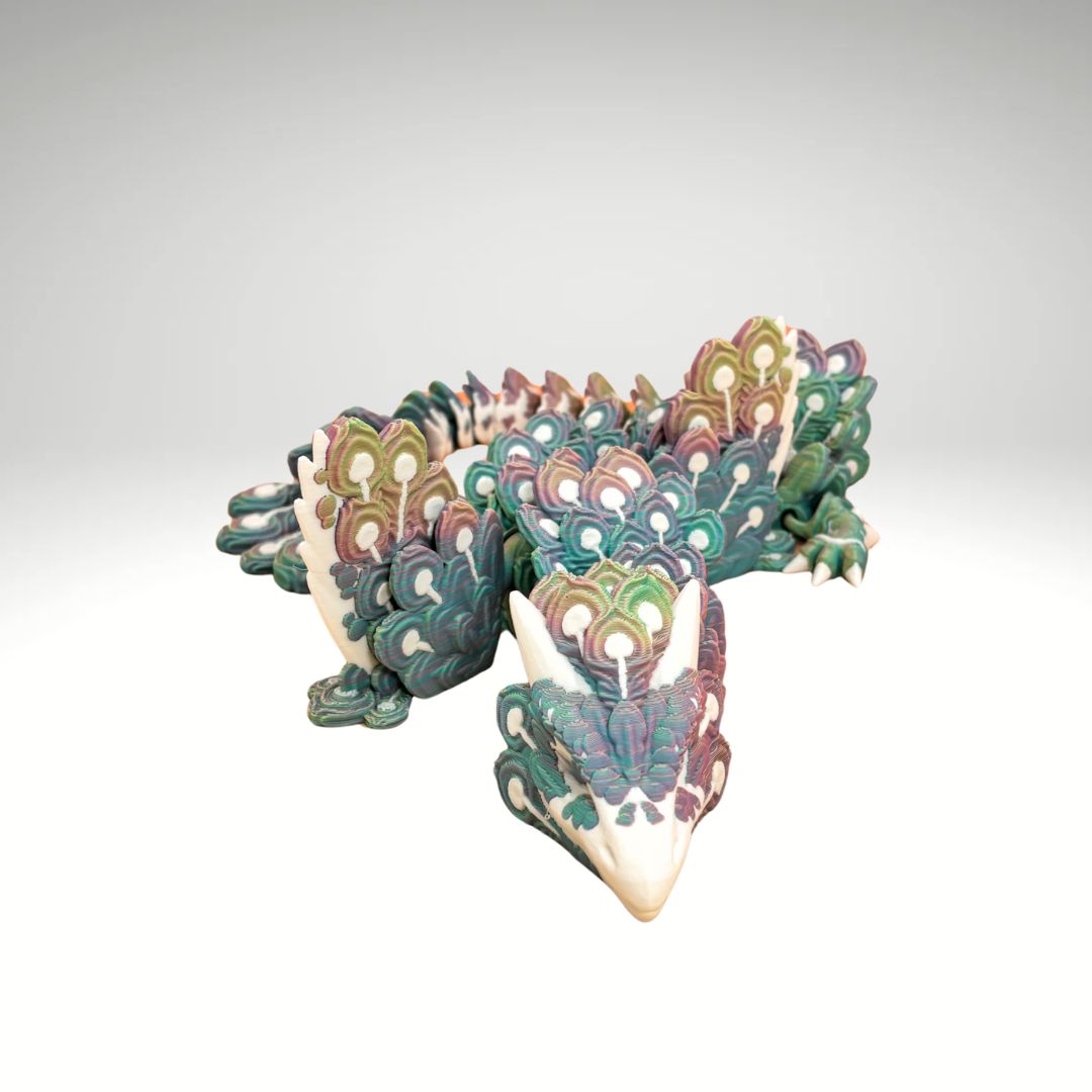 Peacock Winged Dragon – Articulated 3D Printed Fantasy Figurine