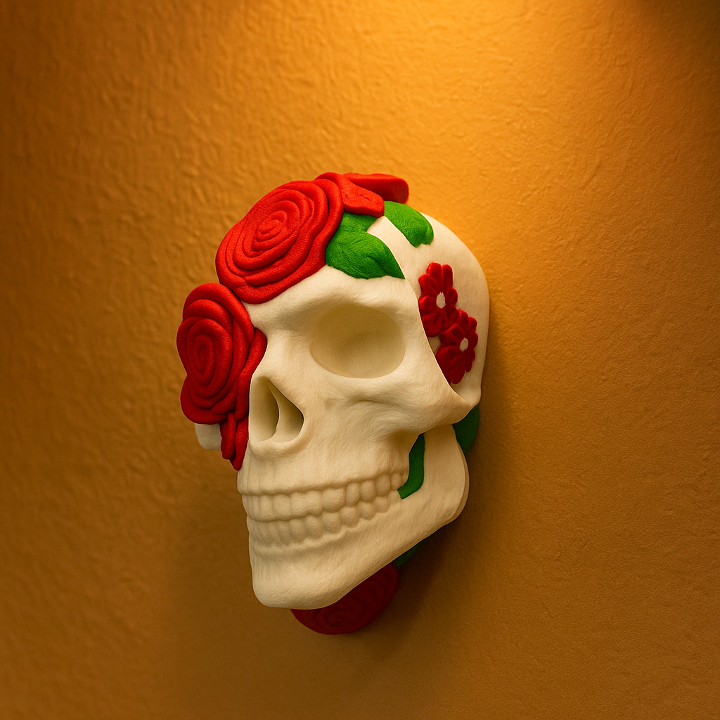 Rose-Crowned Skull – Wall or Tabletop Display – Designer Credit: Pipe Cox