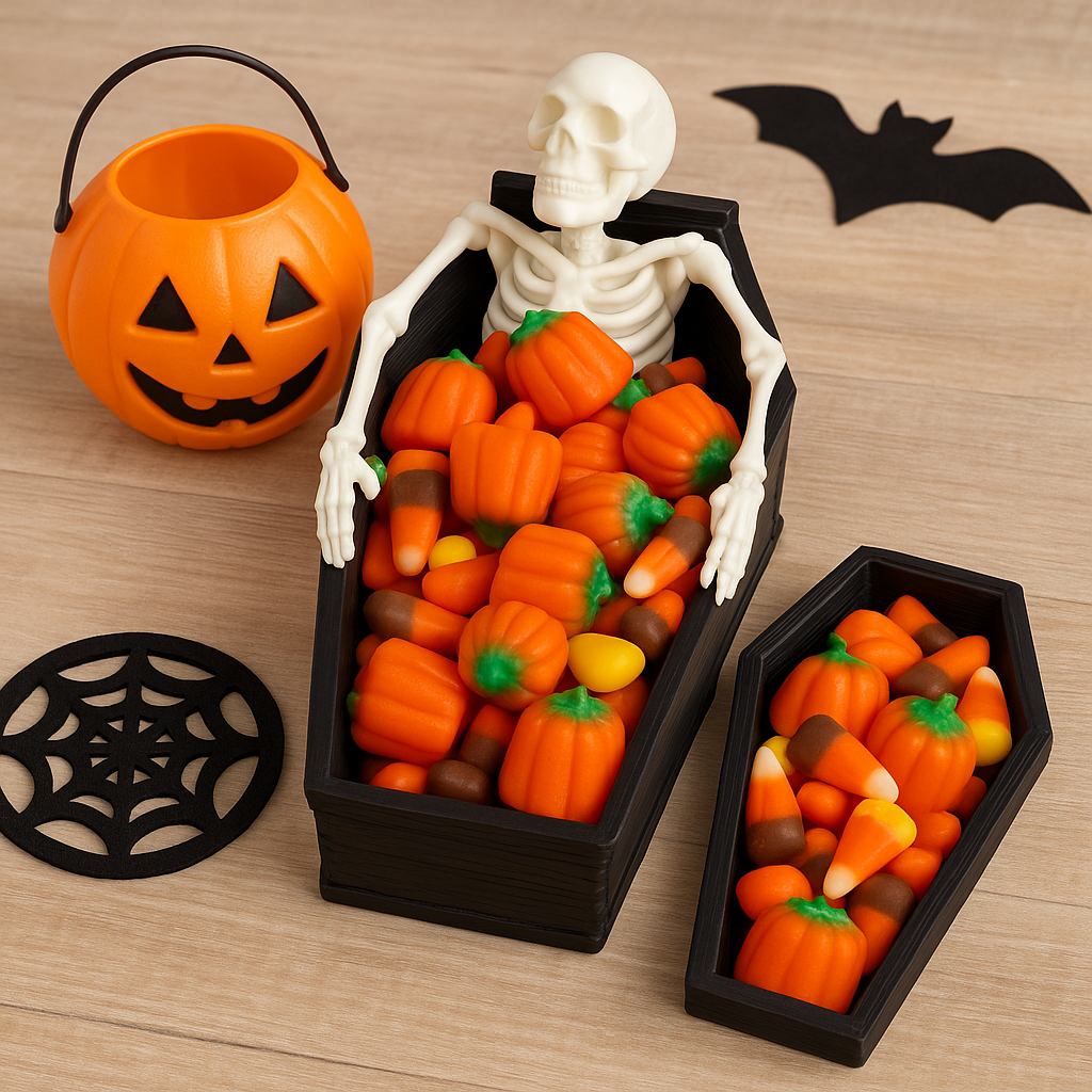 DeathTub Candy Holder – Halloween Skeleton Coffin Décor