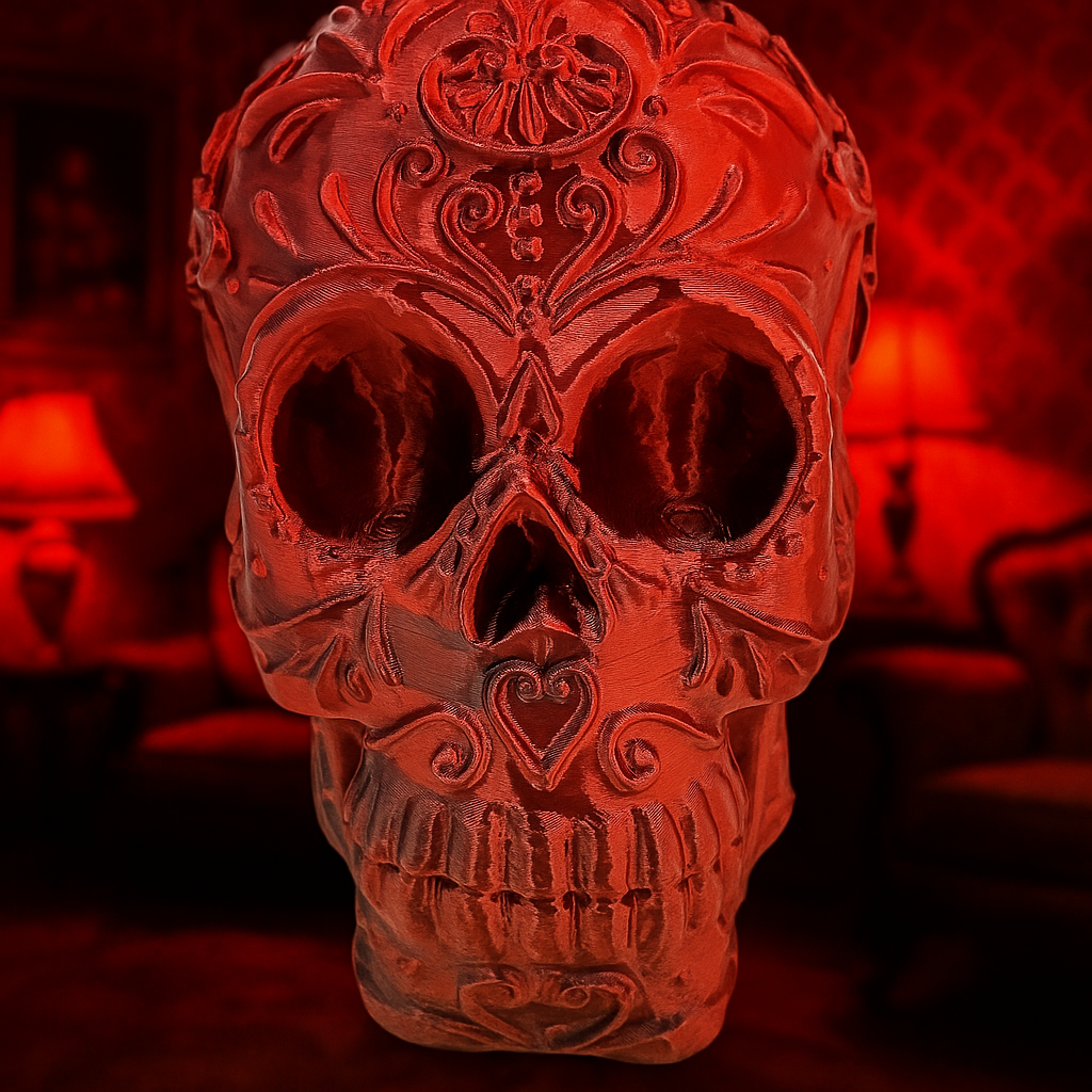 Skeleton Head Sculpture – Copper or Silver Silk Finish