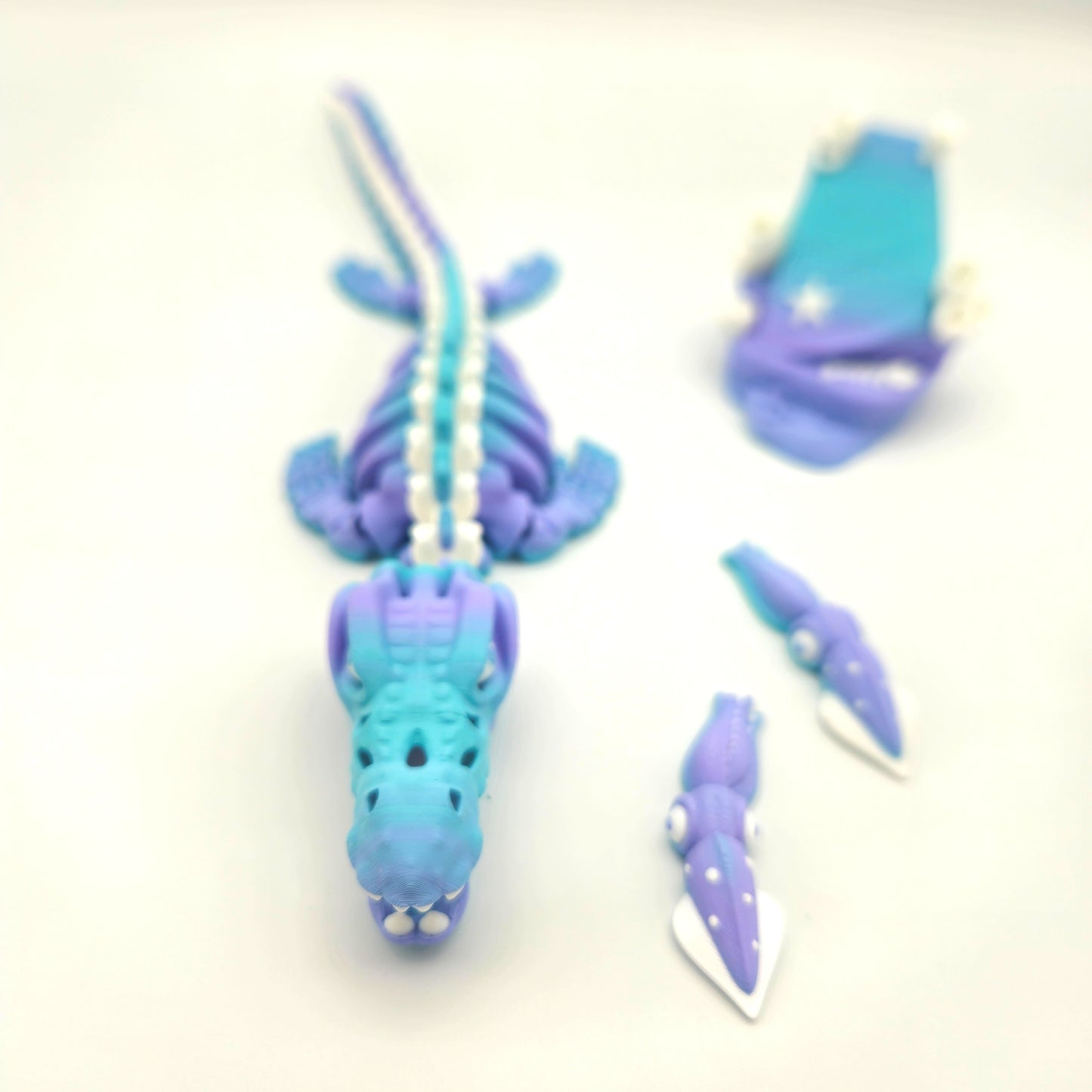 Skeleton Mosasaurus Figurine with Stand & Squid Minis