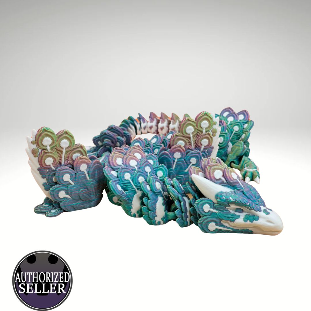 Peacock Winged Dragon – Articulated 3D Printed Fantasy Figurine
