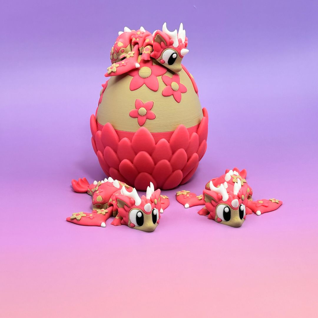 Spring Blossom Dragon Egg with Adorable Baby flexi Dragon – Fantasy Collectible