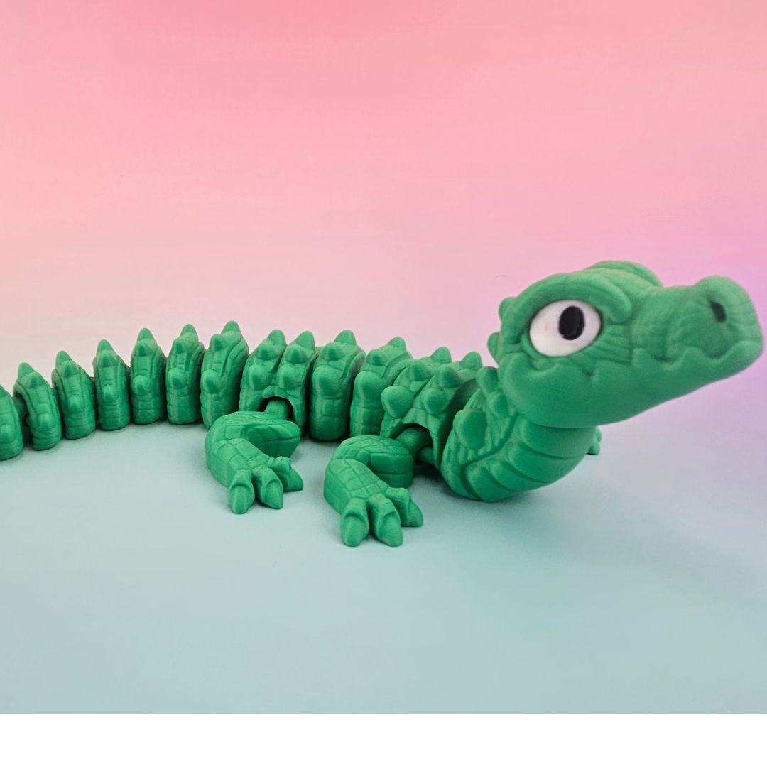 Unique Articulating Gator Toy - Handmade Reptile Puppet - Fun Kids Gift