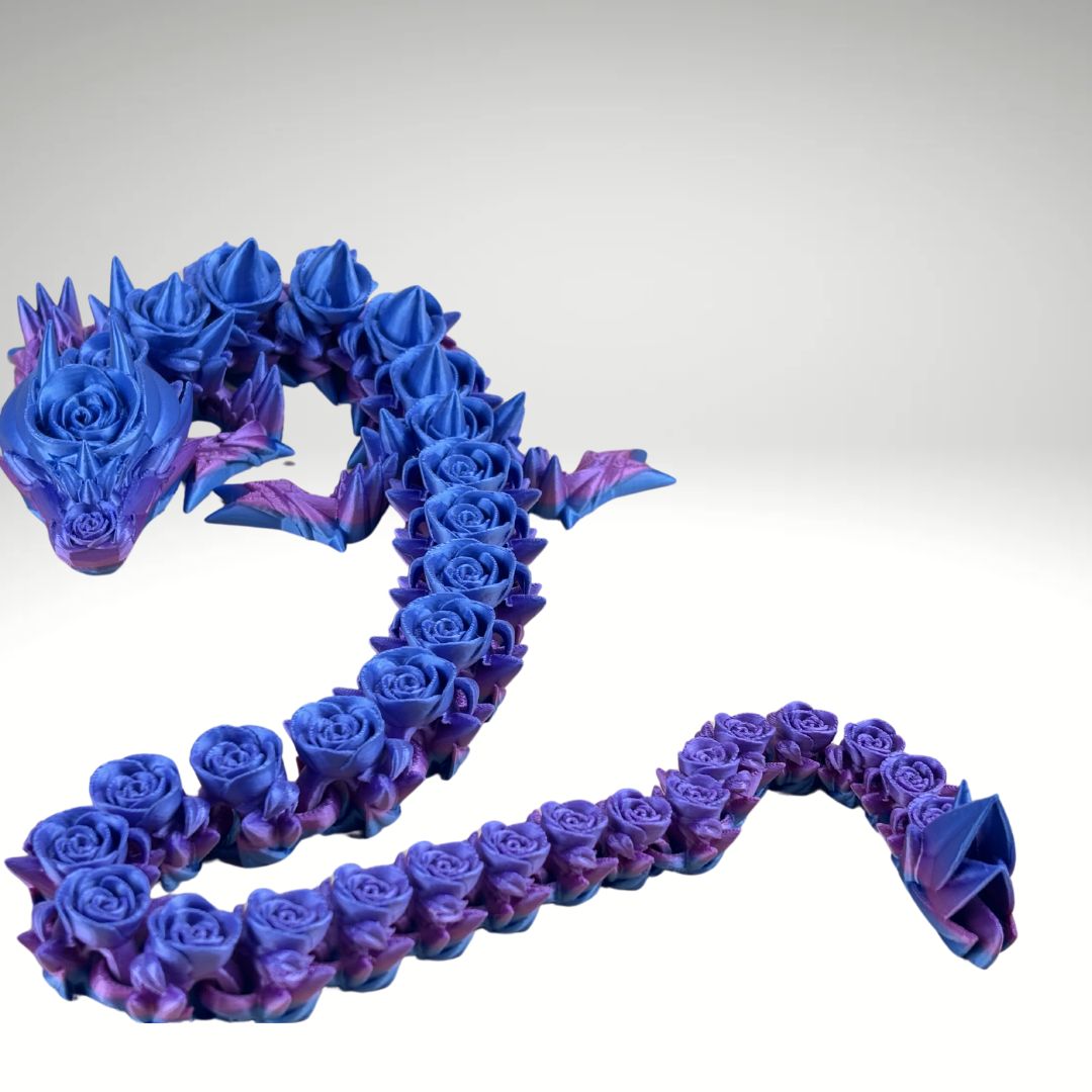 29” Rose Dragon Articulating Joints - Flexible Wings Fidget Toy - Collectible Figurine - ADHD, Autism, Stress and Anxiety Relief