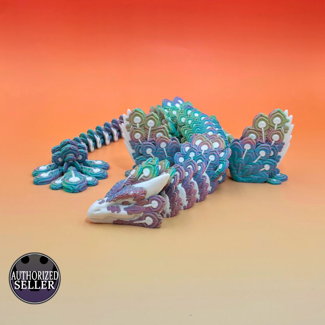 Peacock Winged Dragon – Articulated 3D Printed Fantasy Figurine