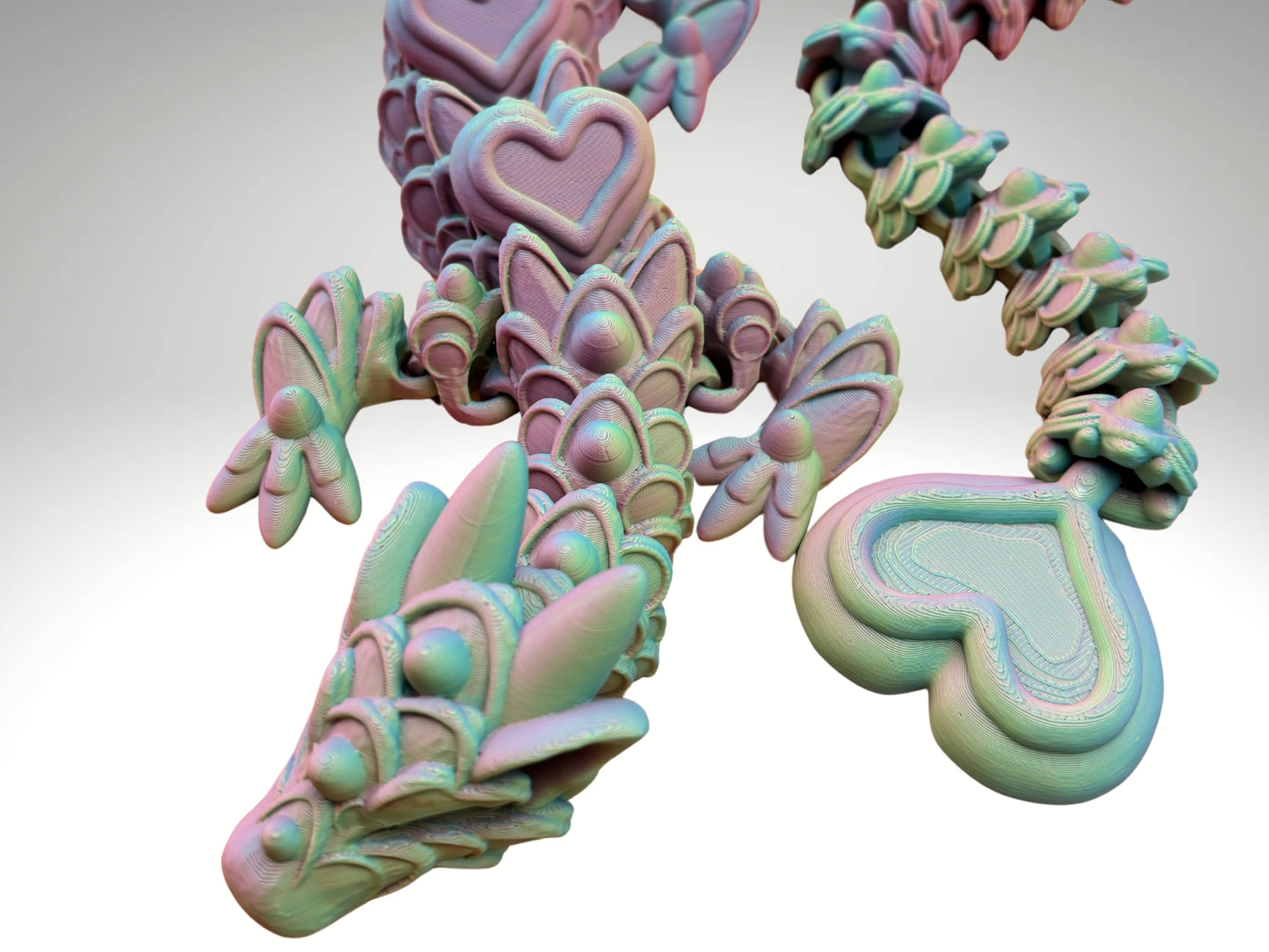 Cookie Heart Dragon 26.5” Articulating Joints - Flexible Wings - Collectible Figurine - ADHD, Autism, Stress and Anxiety Relief
