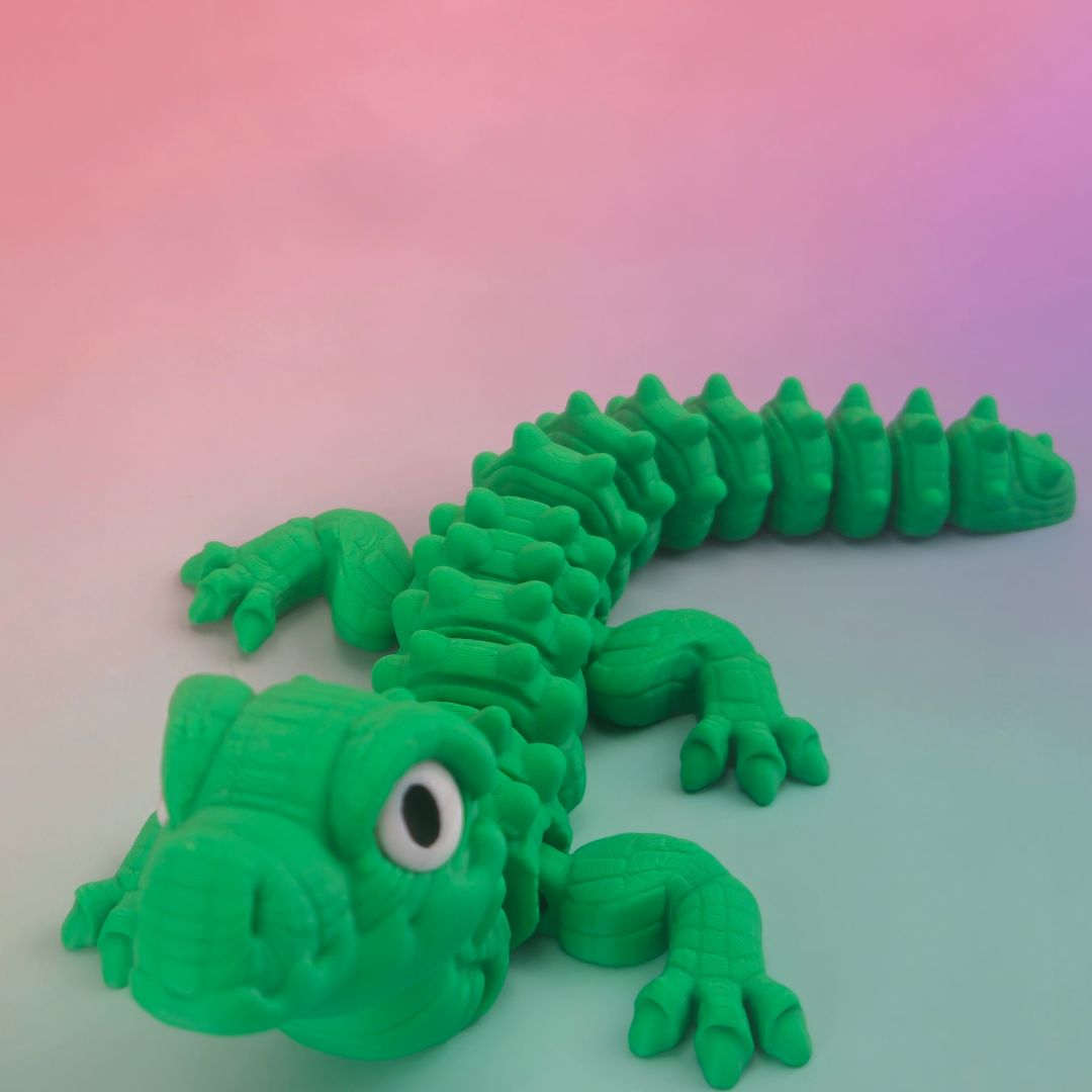 Unique Articulating Gator Toy - Handmade Reptile Puppet - Fun Kids Gift