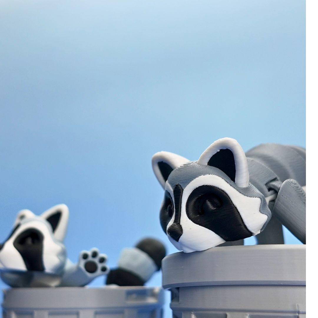 Cheeky Raccoon with Trash Bin | Fun 3D Printed Decor