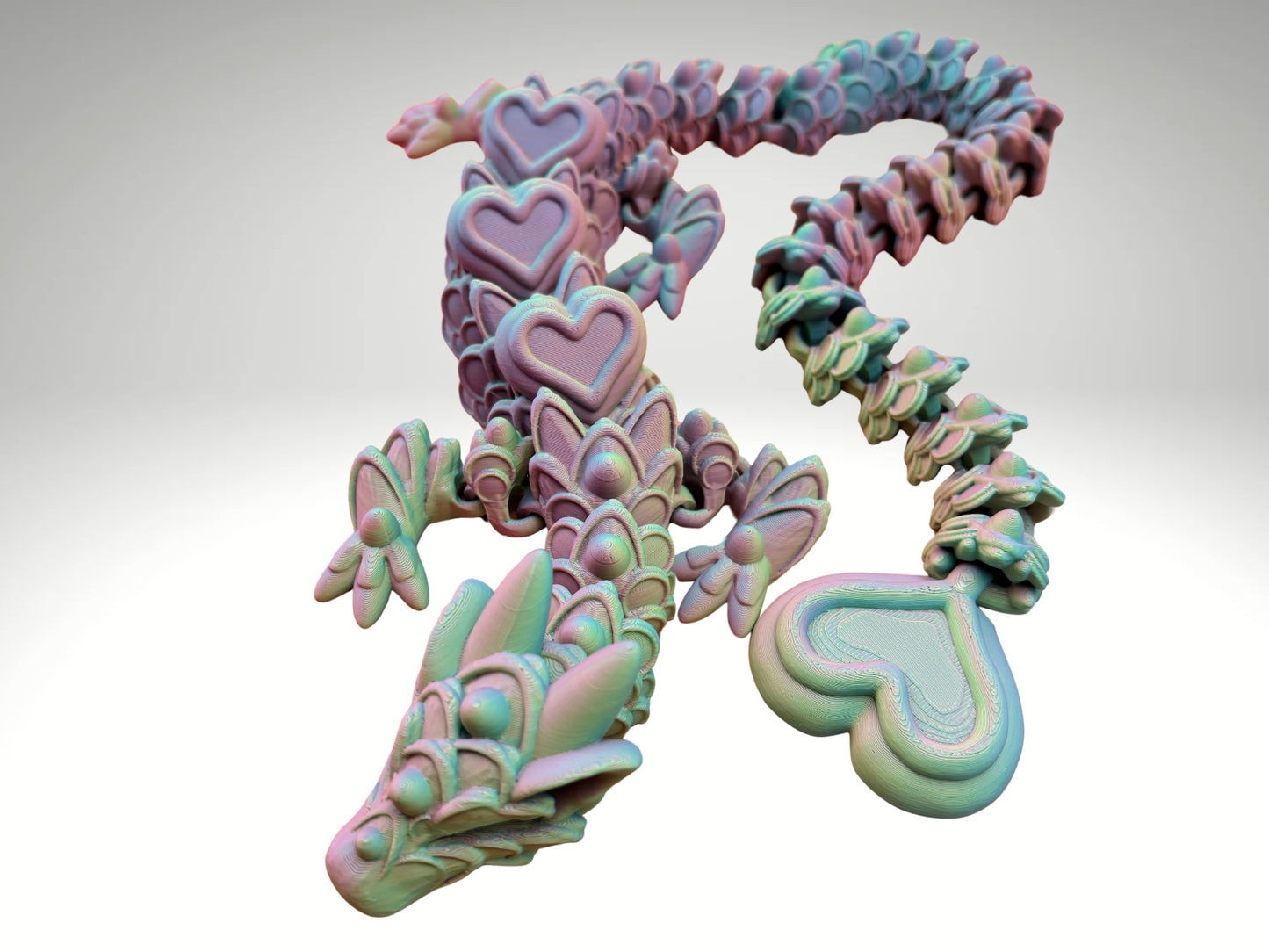 Cookie Heart Dragon 26.5” Articulating Joints - Flexible Wings - Collectible Figurine - ADHD, Autism, Stress and Anxiety Relief
