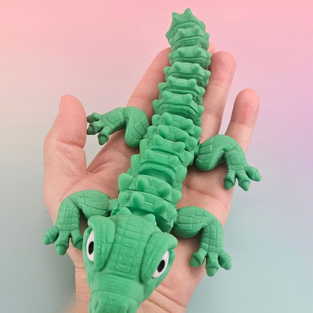 Unique Articulating Gator Toy - Handmade Reptile Puppet - Fun Kids Gift