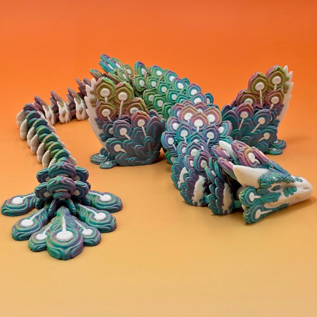 Peacock Winged Dragon – Articulated 3D Printed Fantasy Figurine