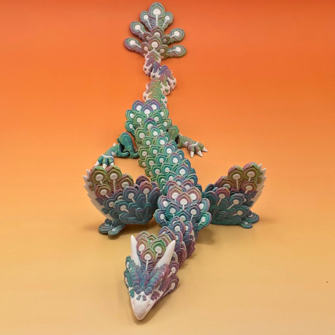 Peacock Winged Dragon – Articulated 3D Printed Fantasy Figurine
