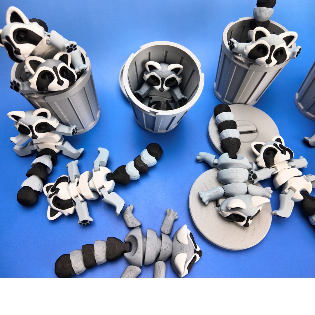 Cheeky Raccoon with Trash Bin | Fun 3D Printed Decor