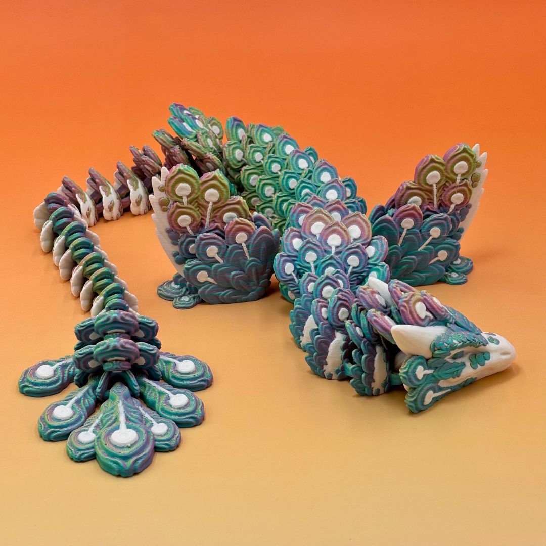 Peacock Winged Dragon – Articulated 3D Printed Fantasy Figurine