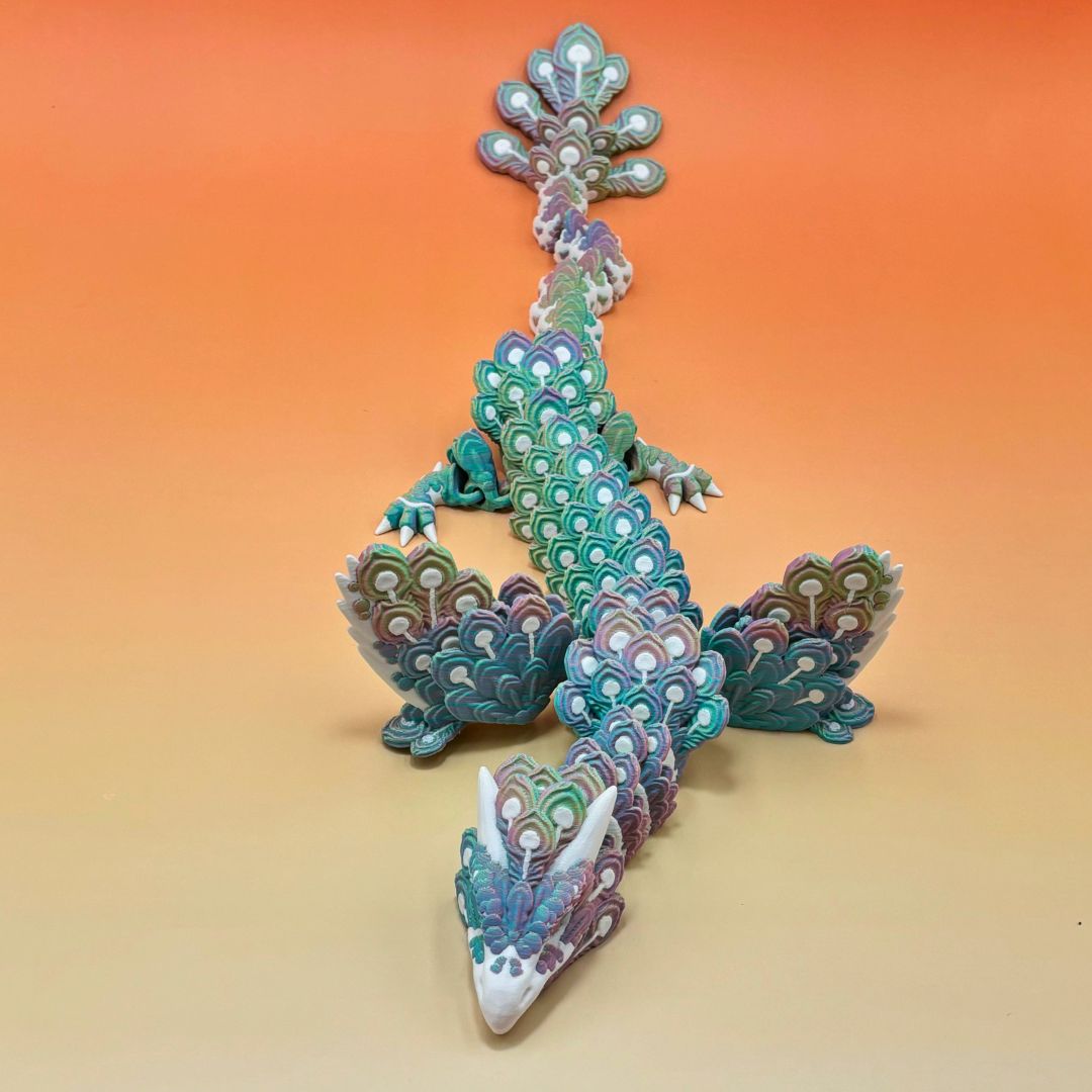 Peacock Winged Dragon – Articulated 3D Printed Fantasy Figurine