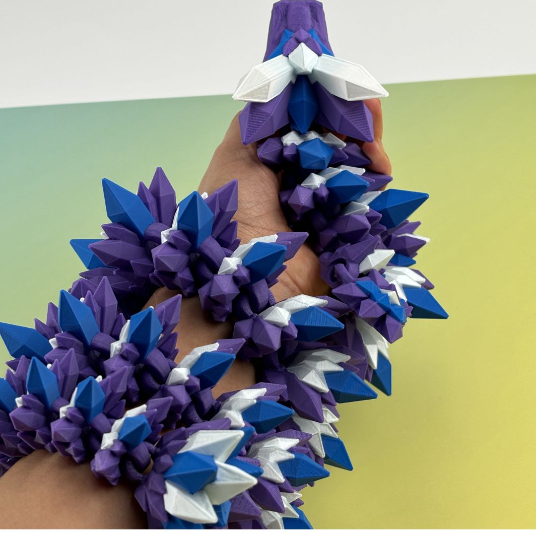 Crystal Dragon 34” Articulating Joints - Flexible Wings Fidget Toy - Collectible Figurine - ADHD, Autism, Stress and Anxiety Relief