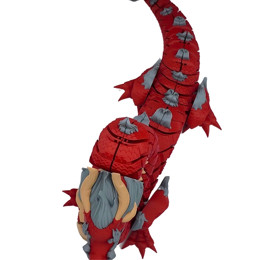 Dragon, Red, Gray and Yellow, Articulated Design, Traditional Festive Decoration