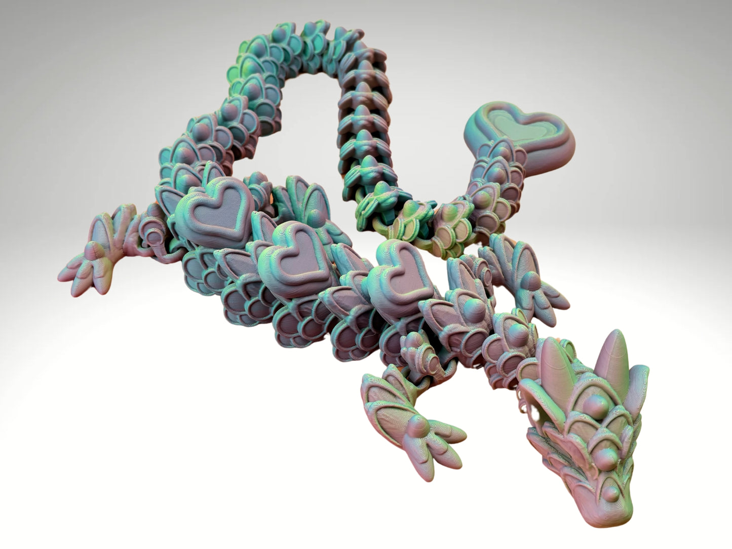 Cookie Heart Dragon 26.5” Articulating Joints - Flexible Wings - Collectible Figurine - ADHD, Autism, Stress and Anxiety Relief