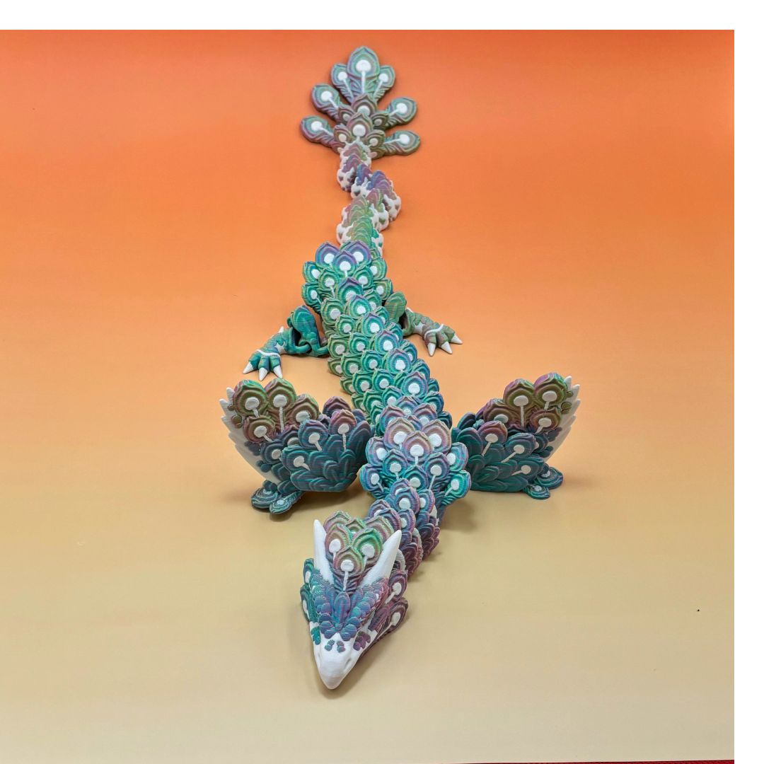Peacock Winged Dragon – Articulated 3D Printed Fantasy Figurine