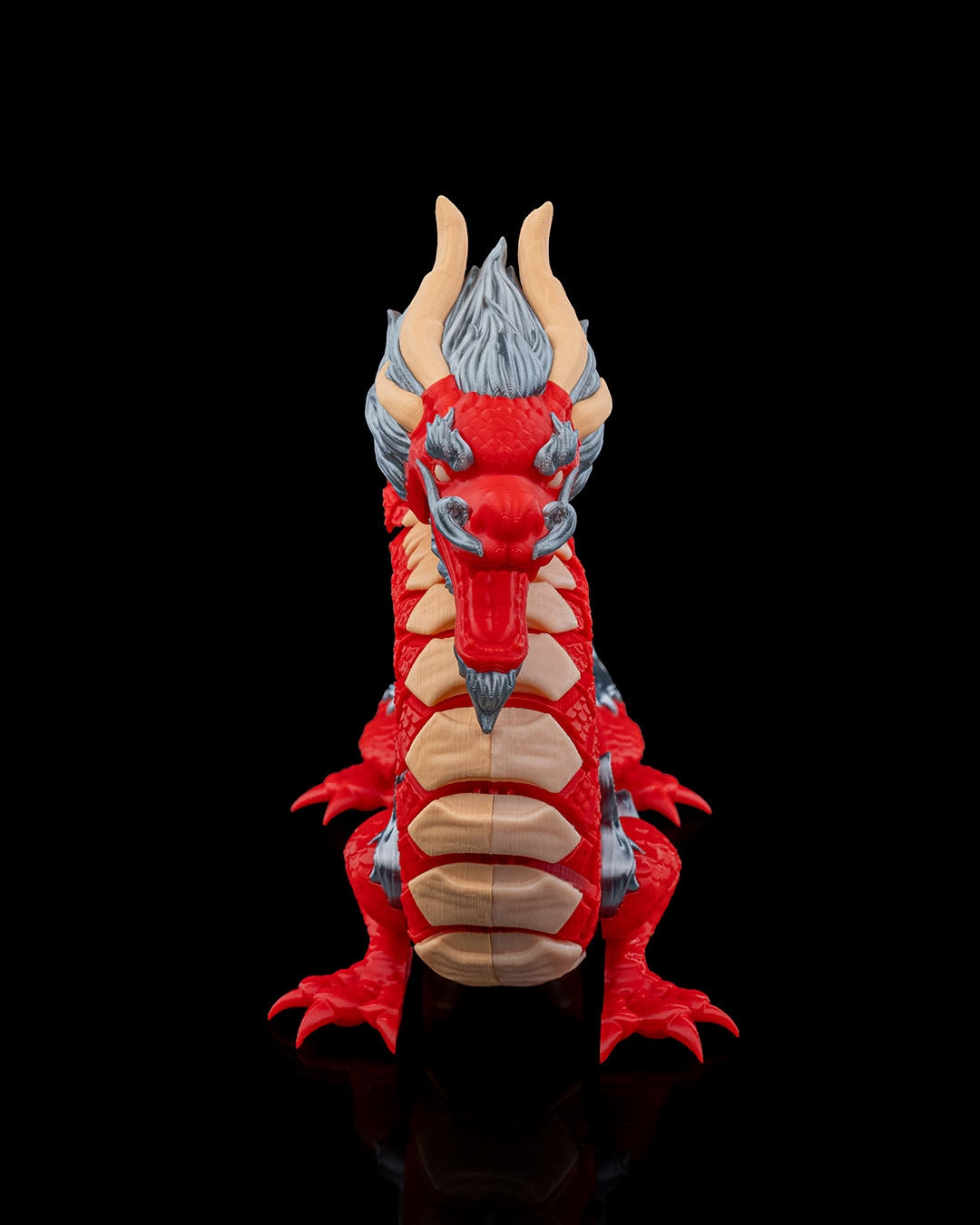 Dragon, Red, Gray and Yellow, Articulated Design, Traditional Festive Decoration