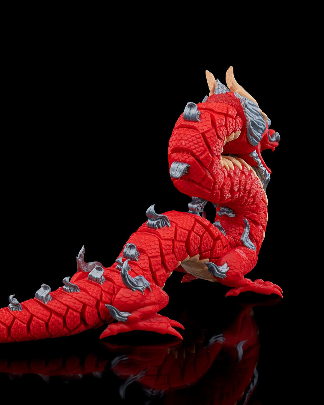 Dragon, Red, Gray and Yellow, Articulated Design, Traditional Festive Decoration