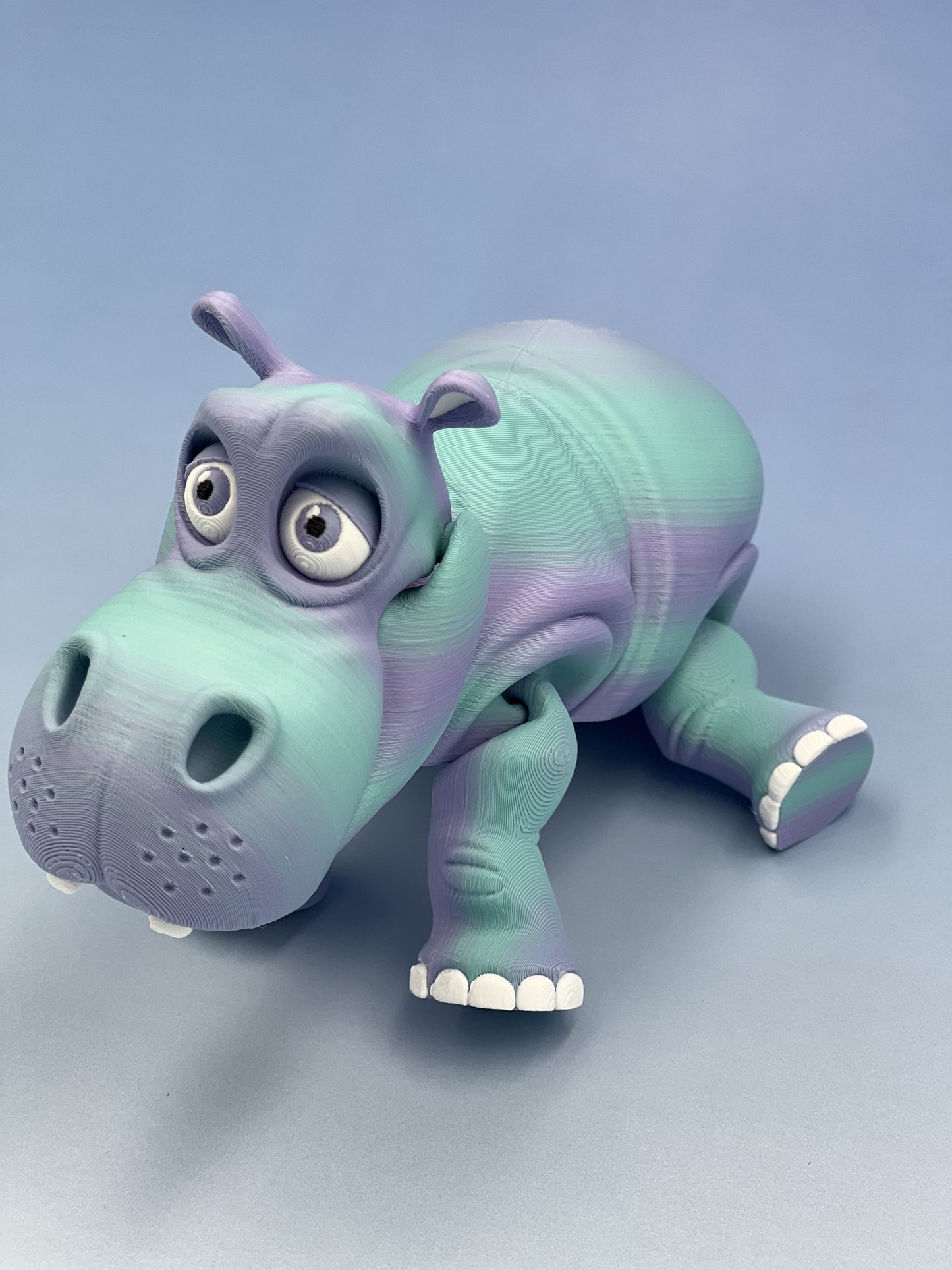 Hippo Figurine – Flexible Joints & Wide-Open Mouth Fan Art by Flexi Factory