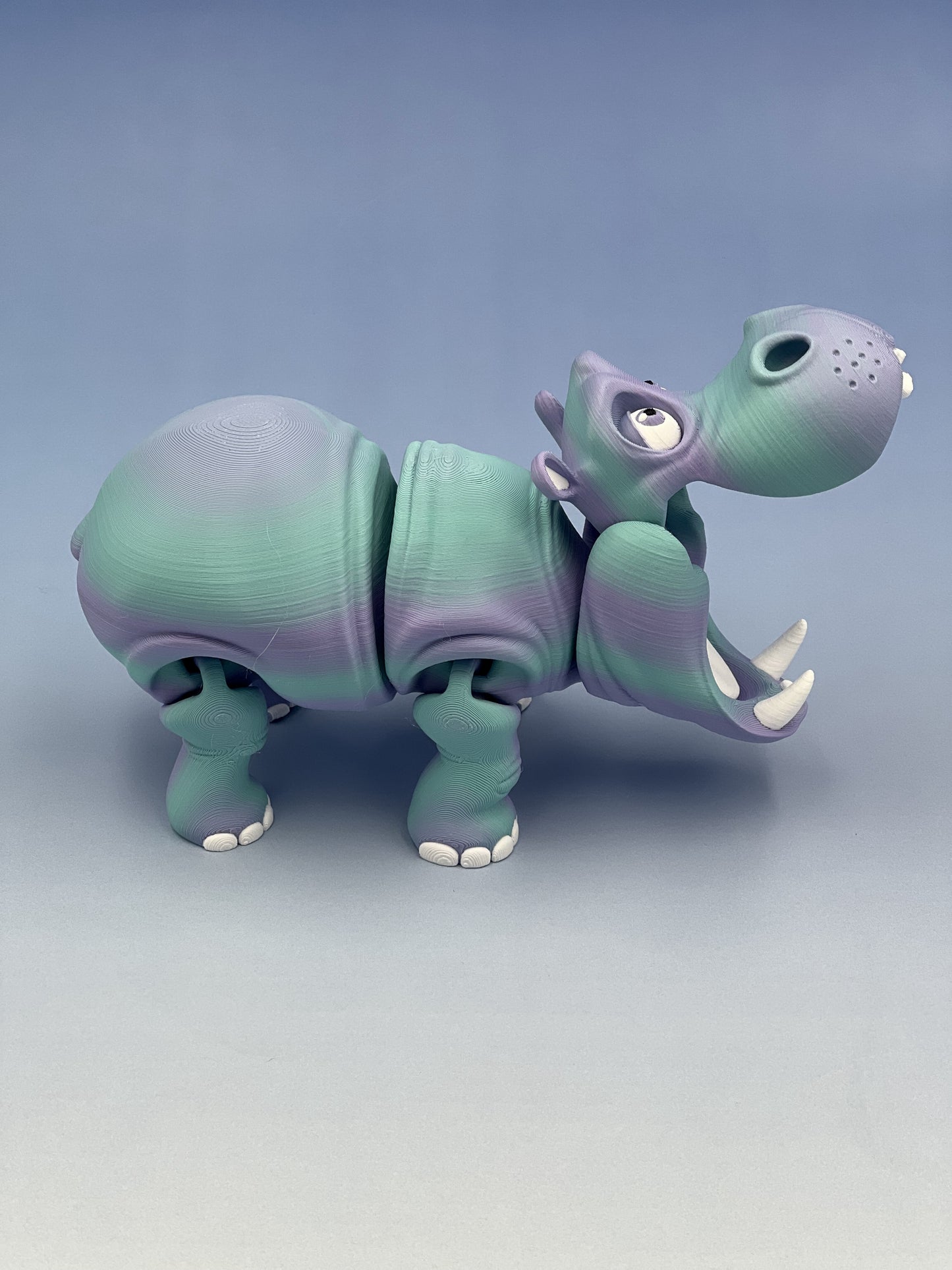 Hippo Figurine – Flexible Joints & Wide-Open Mouth Fan Art by Flexi Factory