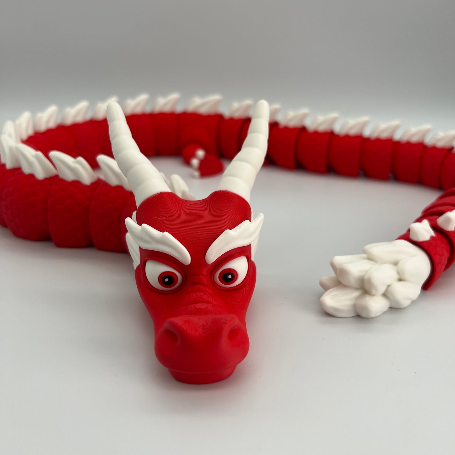 Cute Flexible Dragon – Red & White 34.5" Long