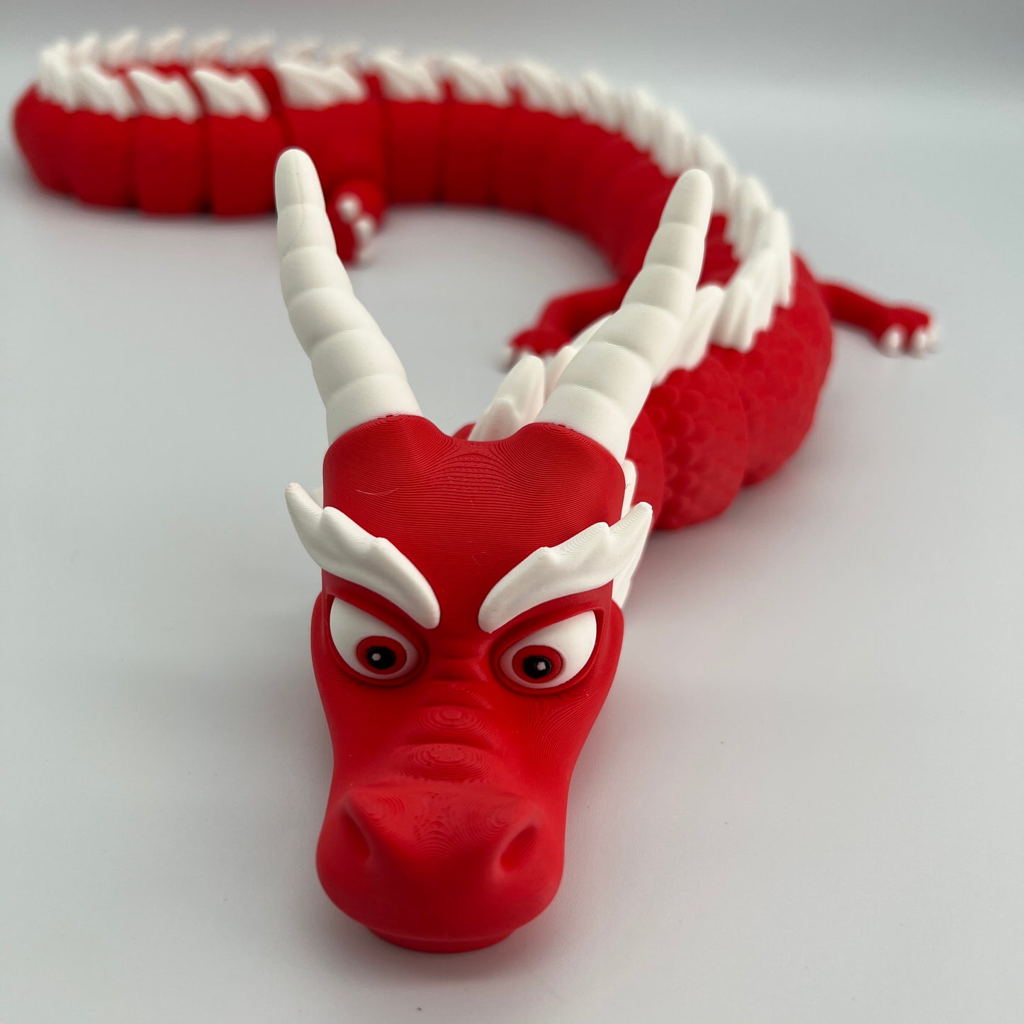 Cute Flexible Dragon – Red & White 34.5" Long