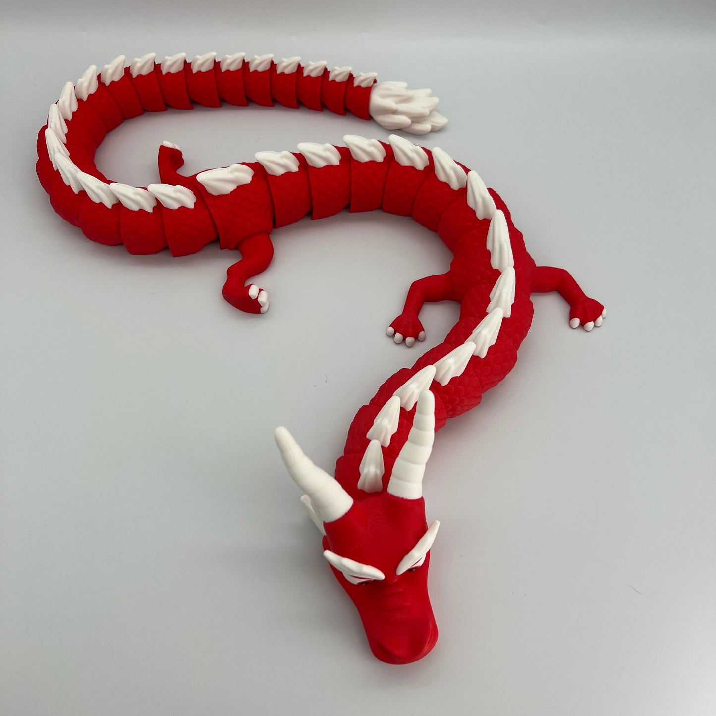 Cute Flexible Dragon – Red & White 34.5" Long