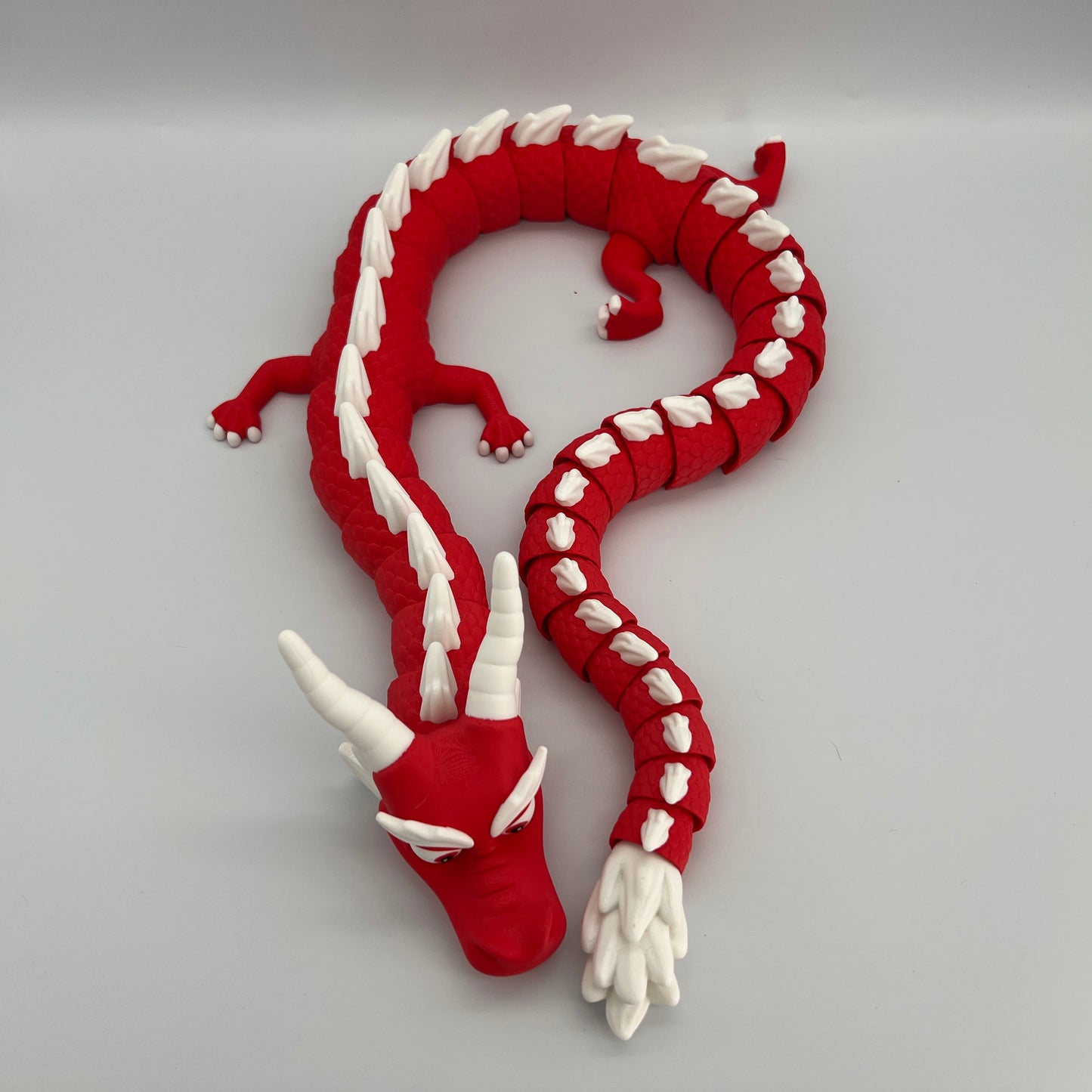 Cute Flexible Dragon – Red & White 34.5" Long