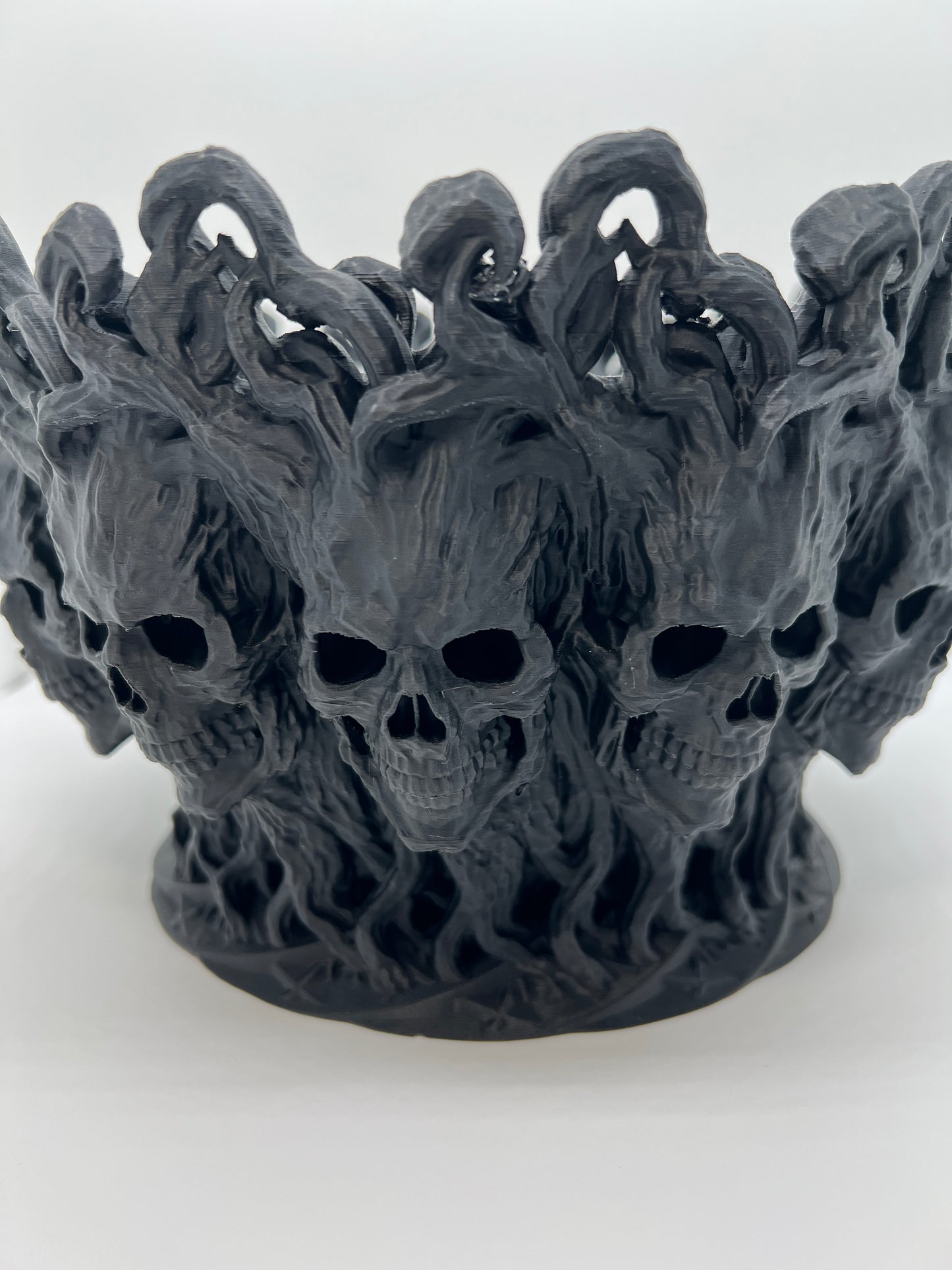 Bone Tree Bowl — Matte Charcoal Black Skull Vine Centerpiece