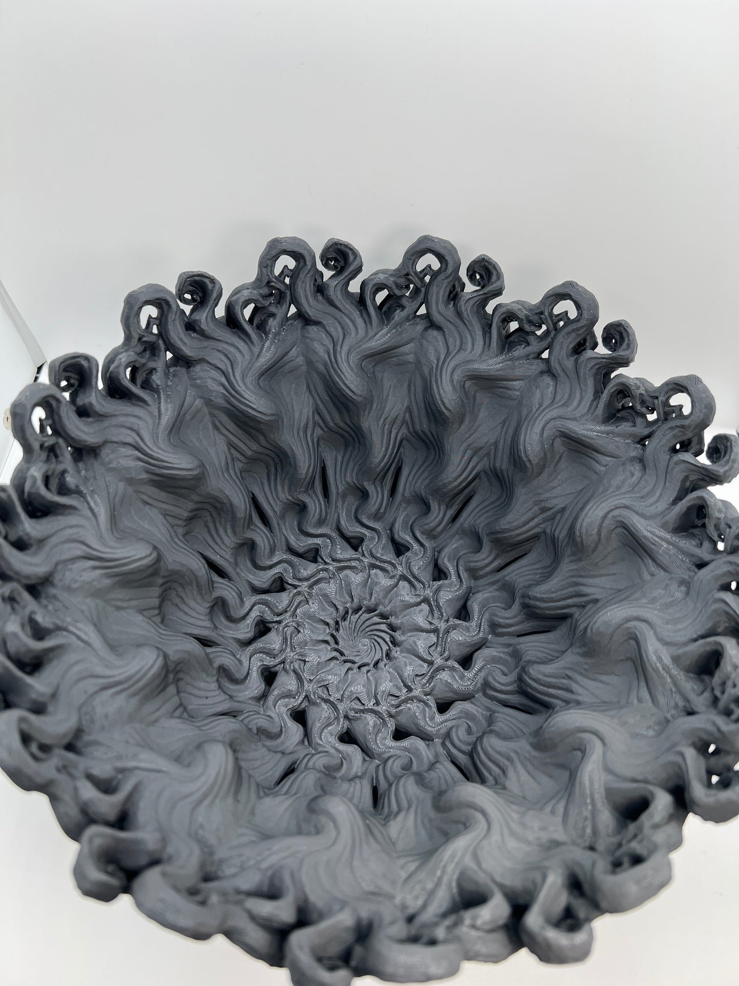 Bone Tree Bowl — Matte Charcoal Black Skull Vine Centerpiece
