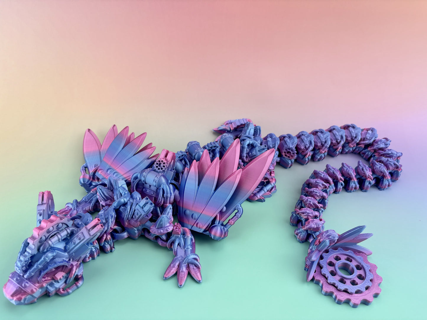 32” Steampunk Dragon, Articulating Flexi Wiggl ADHD, Autism, Stress and Anxiety Relief