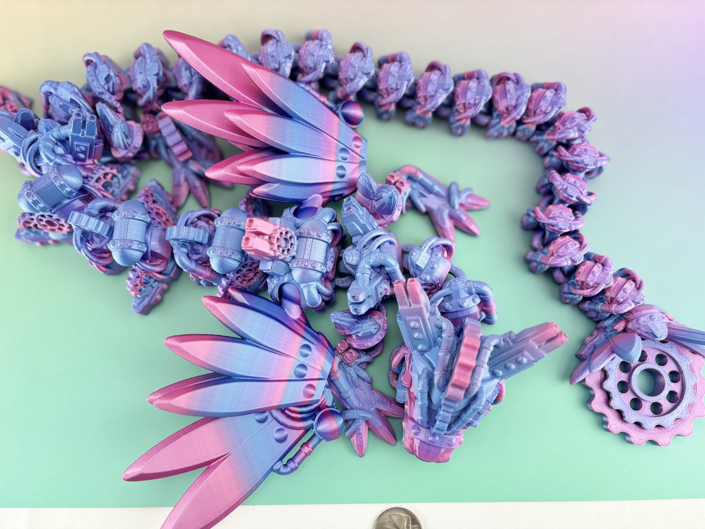 32” Steampunk Dragon, Articulating Flexi Wiggl ADHD, Autism, Stress and Anxiety Relief