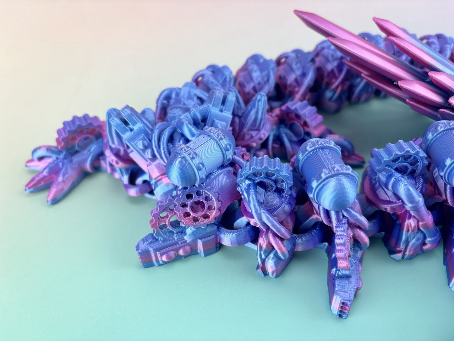 32” Steampunk Dragon, Articulating Flexi Wiggl ADHD, Autism, Stress and Anxiety Relief