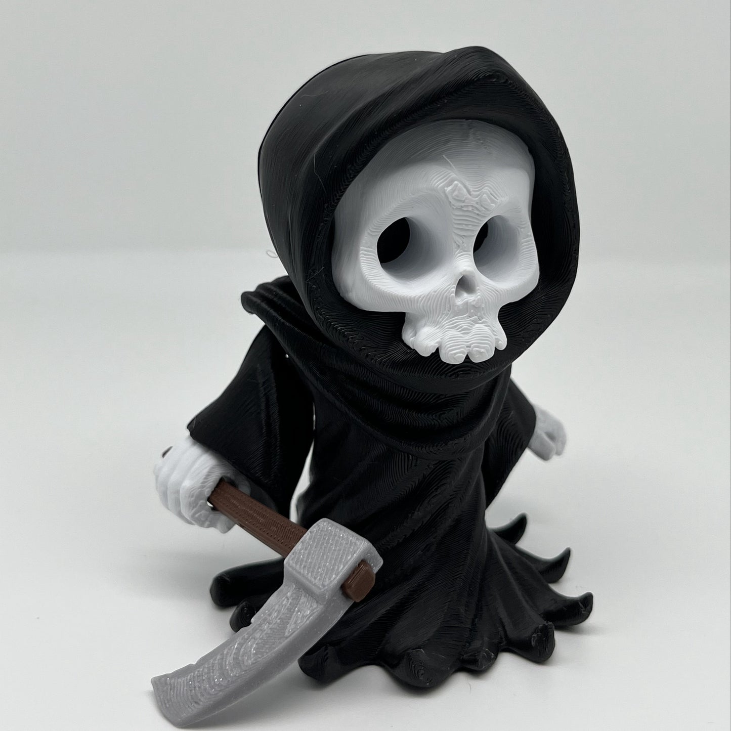 Grisly Reaper Mini Statue — Hooded Skull with Scythe
