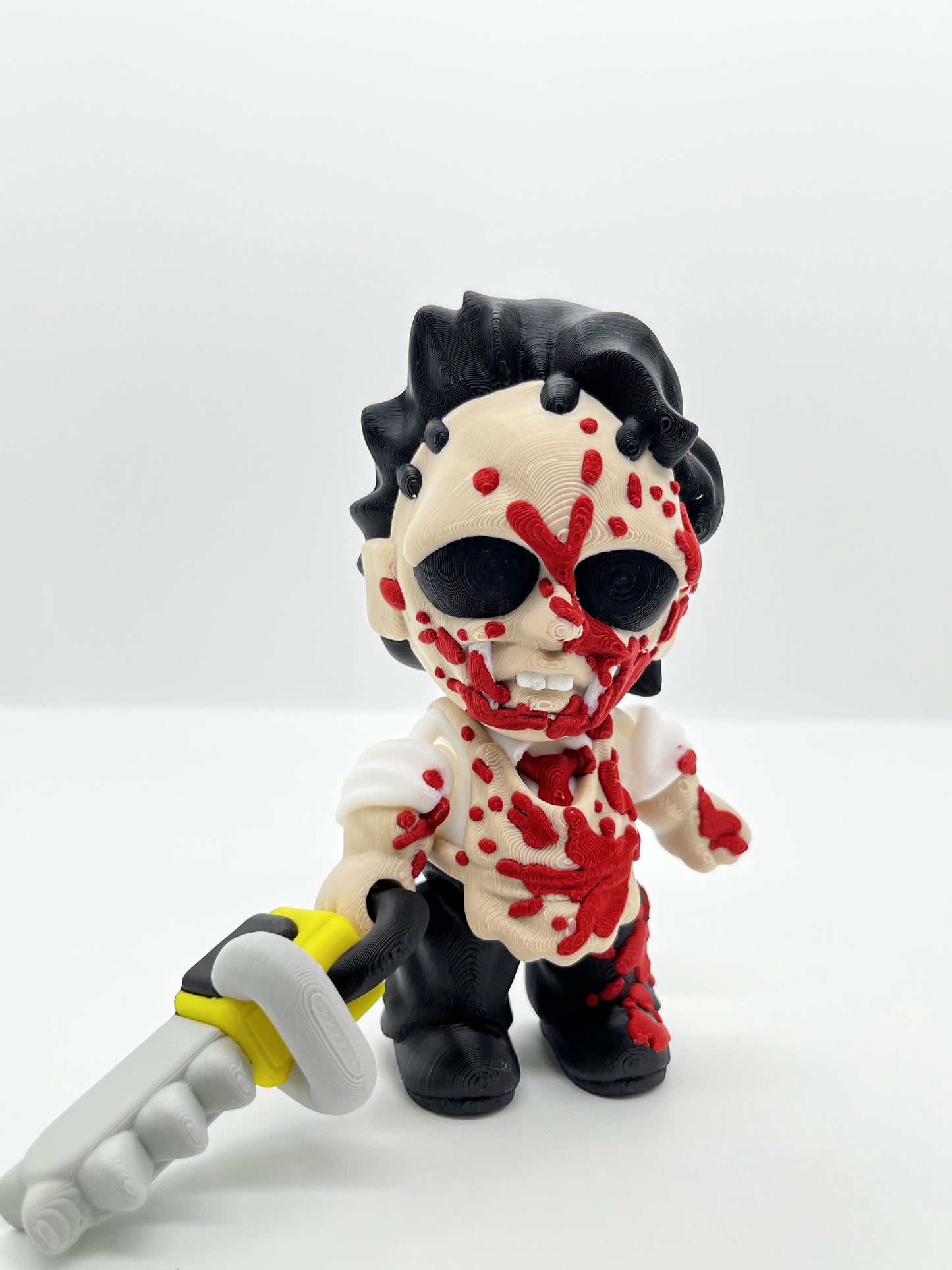 Leatherface-Inspired Horror Fan Art Figurine | 4.5" Collectible with Chainsaw