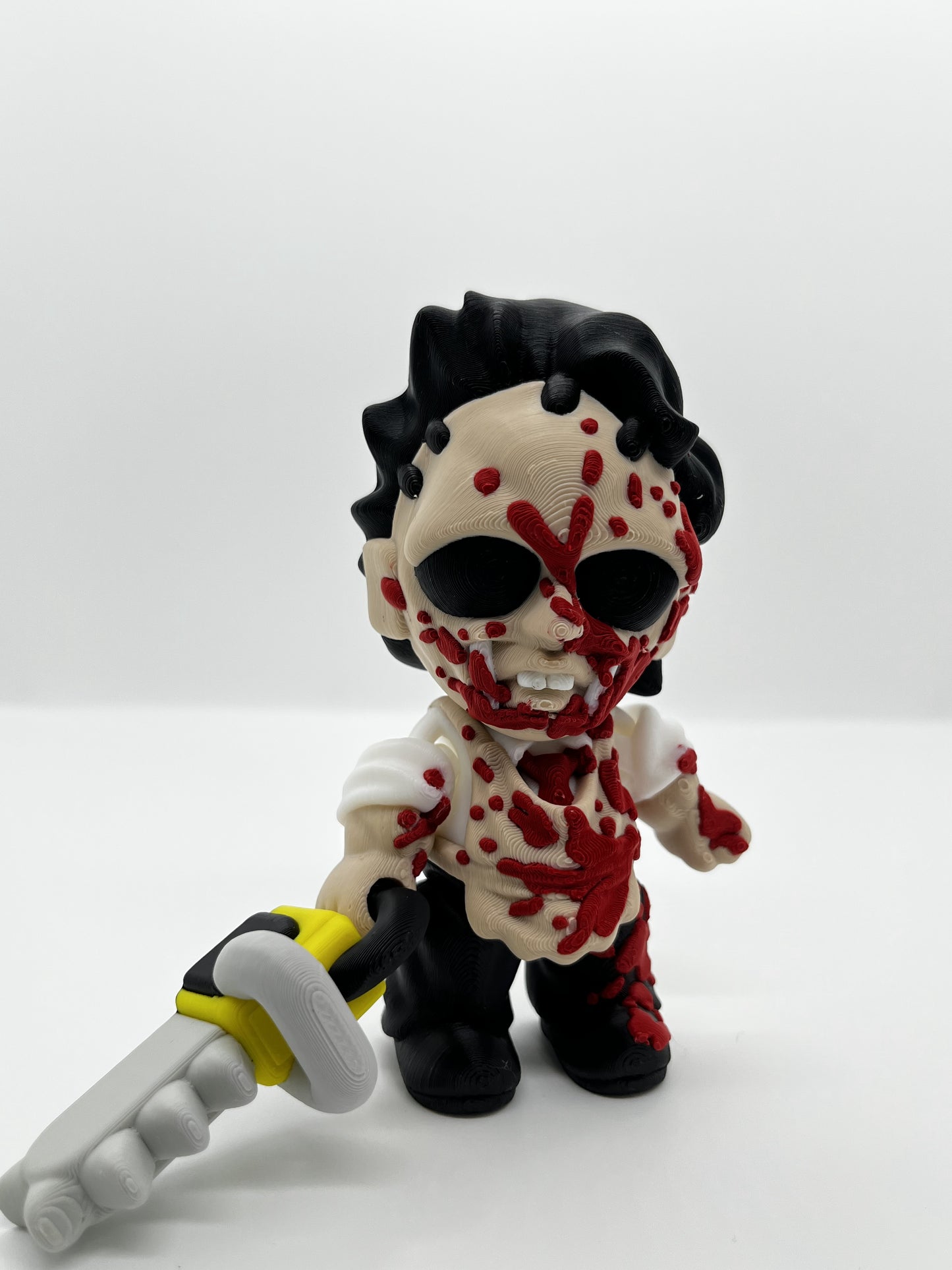 Leatherface-Inspired Horror Fan Art Figurine | 4.5" Collectible with Chainsaw