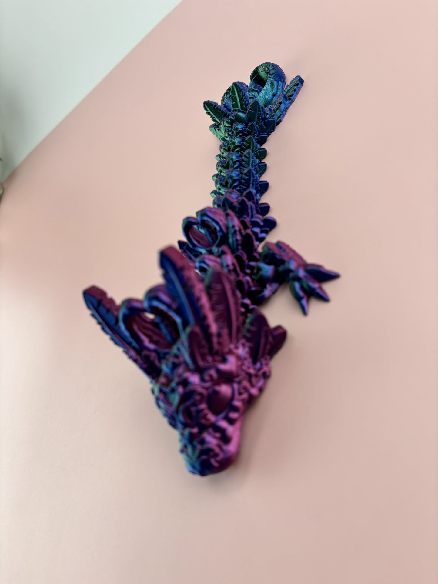 Dark Heart Dragon in 3D Printed Colors - Blues, Purples, Greens