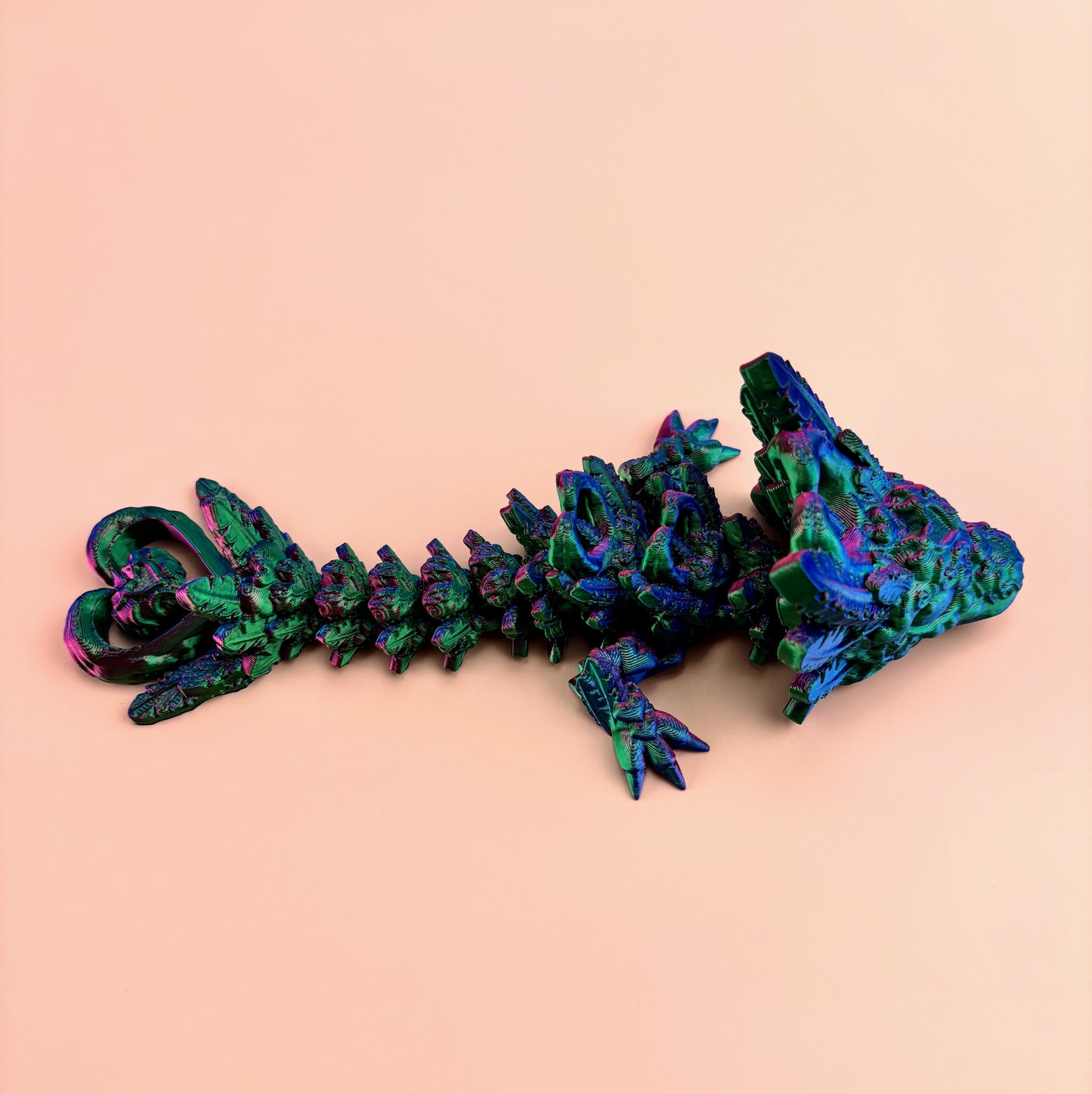 Dark Heart Dragon in 3D Printed Colors - Blues, Purples, Greens